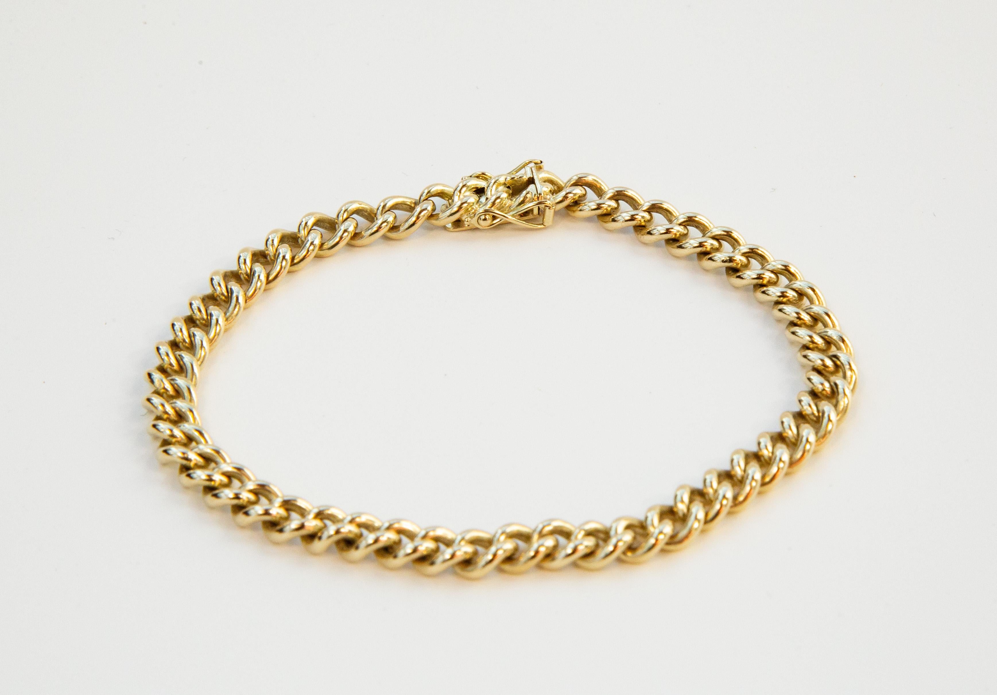 14 Karat Gelbgold Gliederkettenarmband (Modernistisch) im Angebot