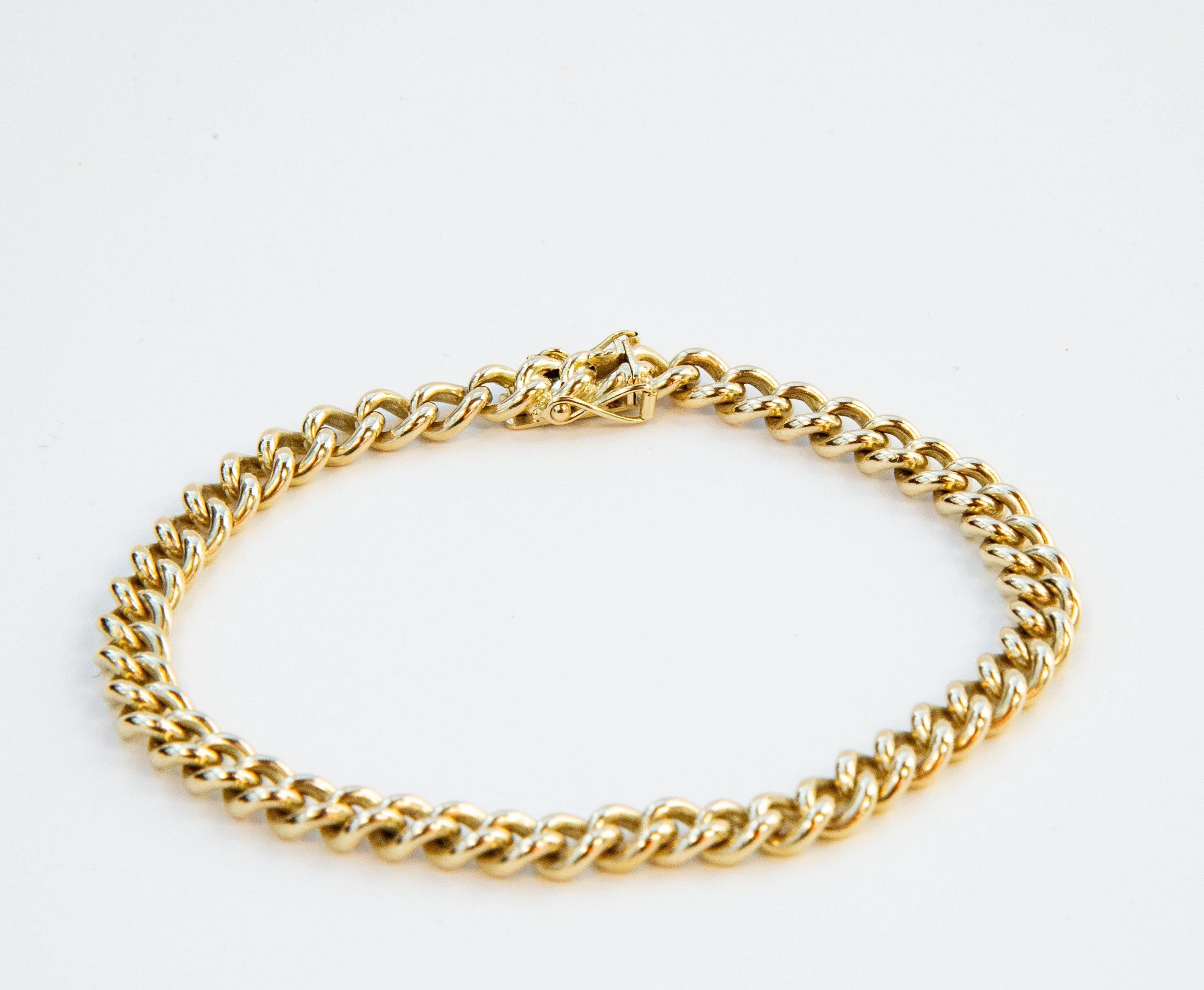 14 Karat Gelbgold Gliederkettenarmband im Zustand „Hervorragend“ im Angebot in Arnhem, NL