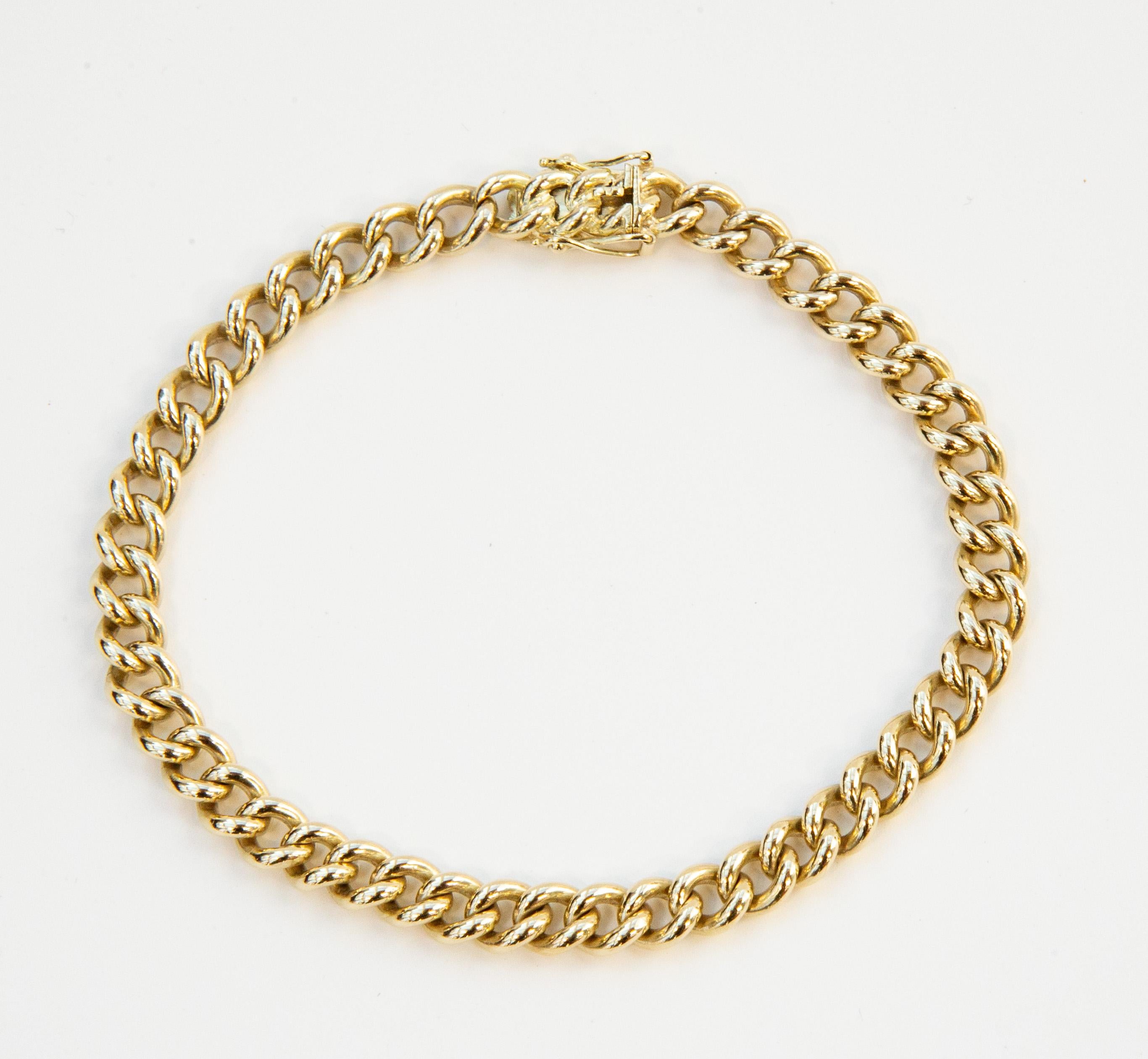 14 Karat Gelbgold Gliederkettenarmband für Damen oder Herren im Angebot
