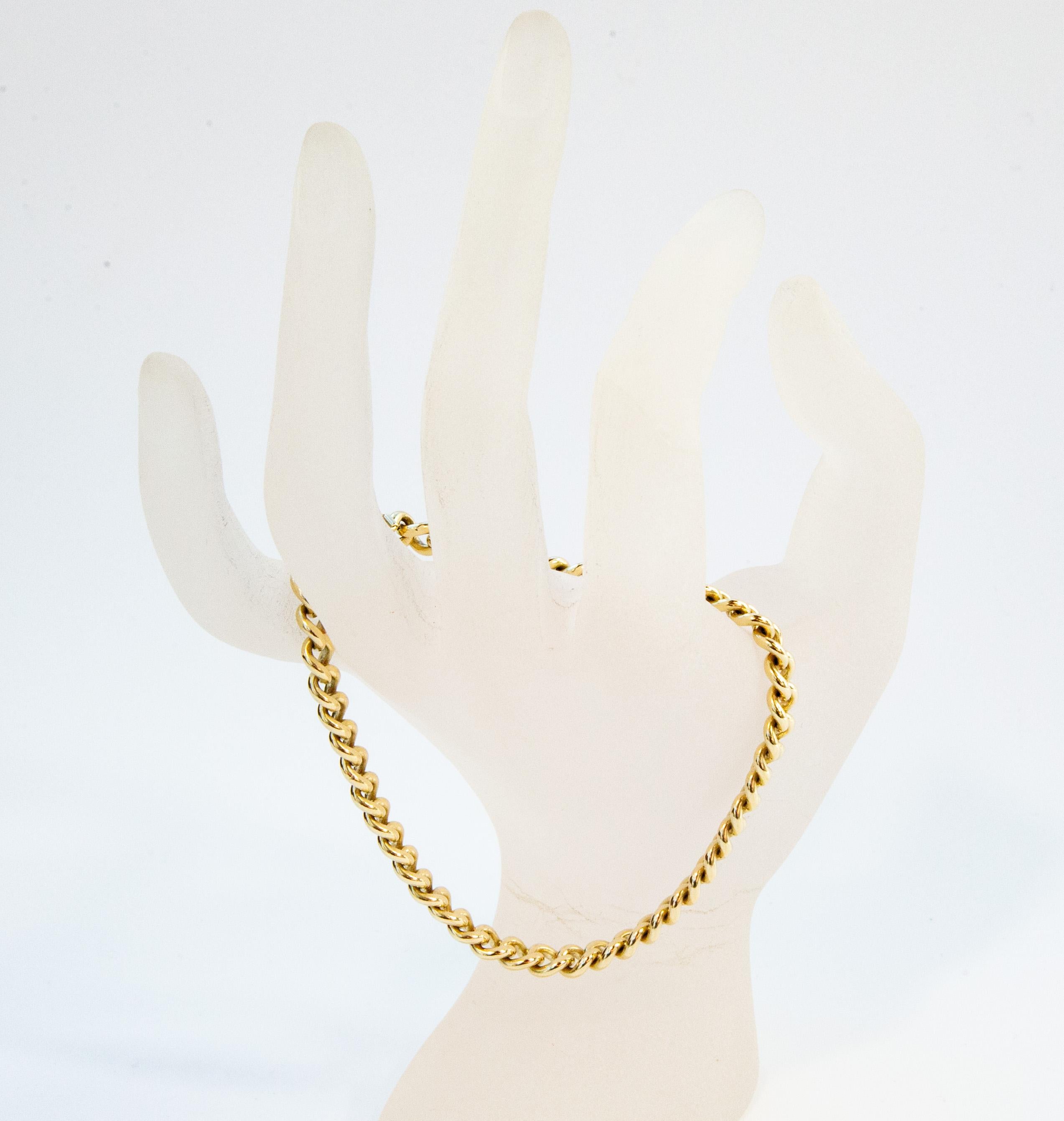 14 Karat Gelbgold Gliederkettenarmband im Angebot 1