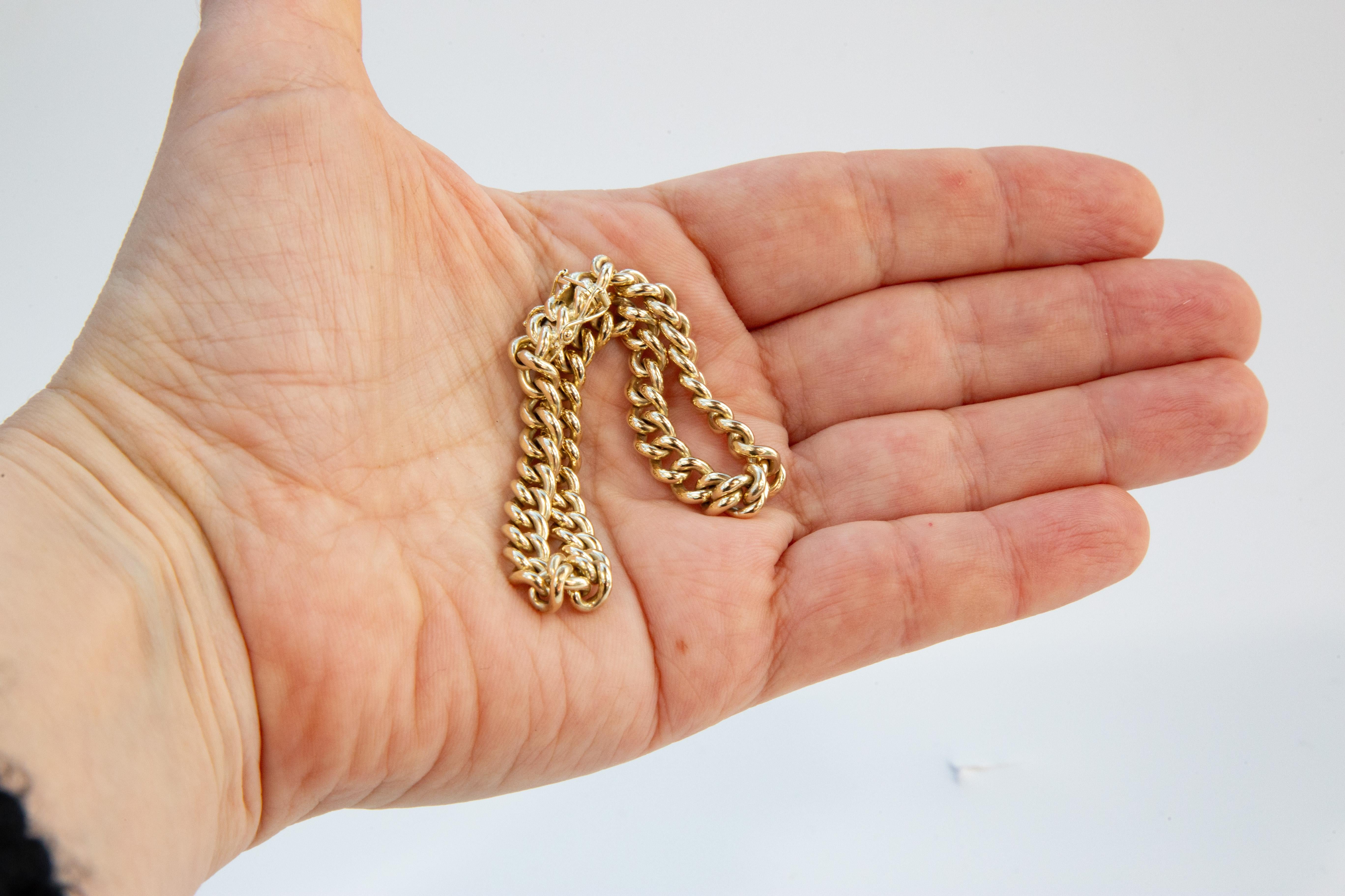 14 Karat Gelbgold Gliederkettenarmband im Angebot 4