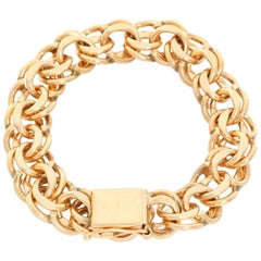 14 Karat Yellow Gold Link Charm Bracelet