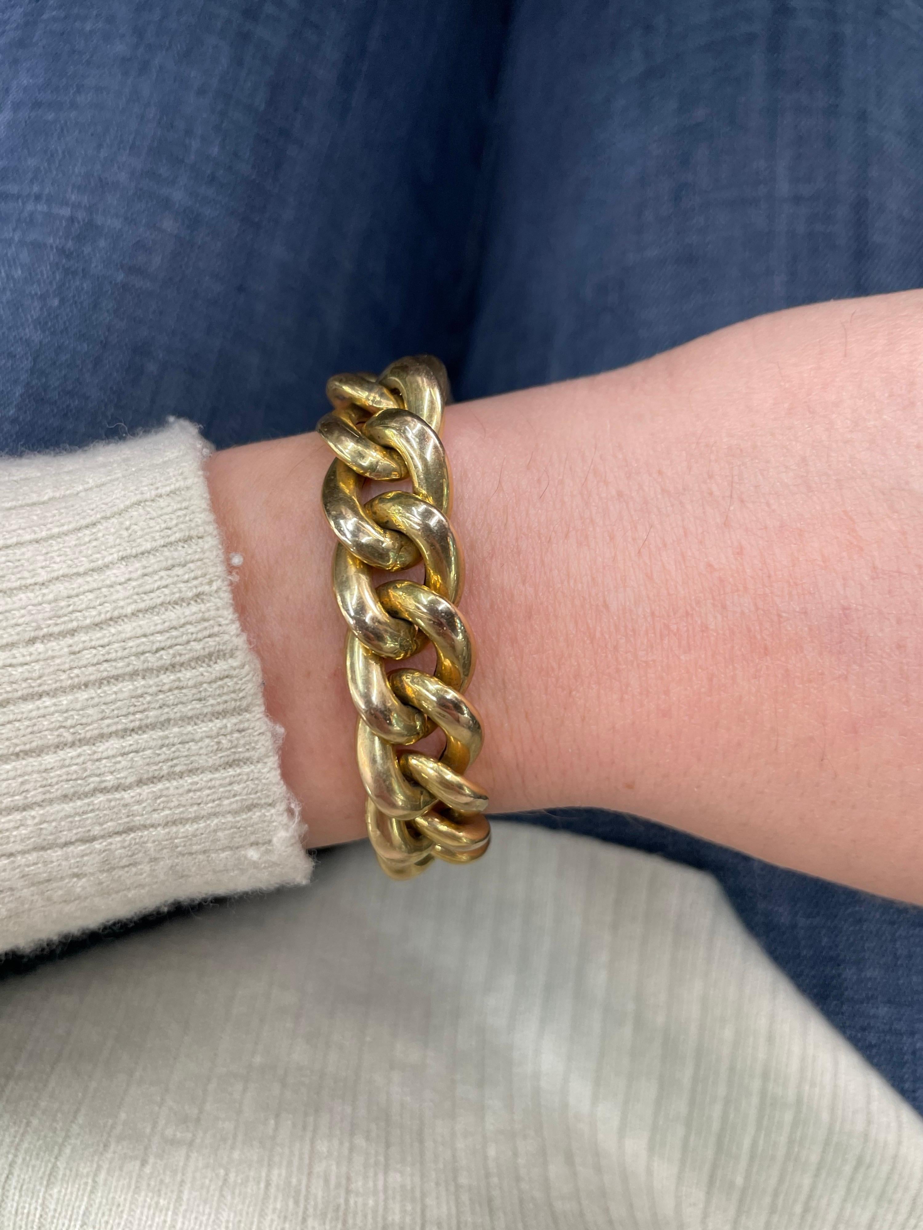Contemporary 14 Karat Yellow Gold Link Bracelet 23.4 Grams, Made in Italy
