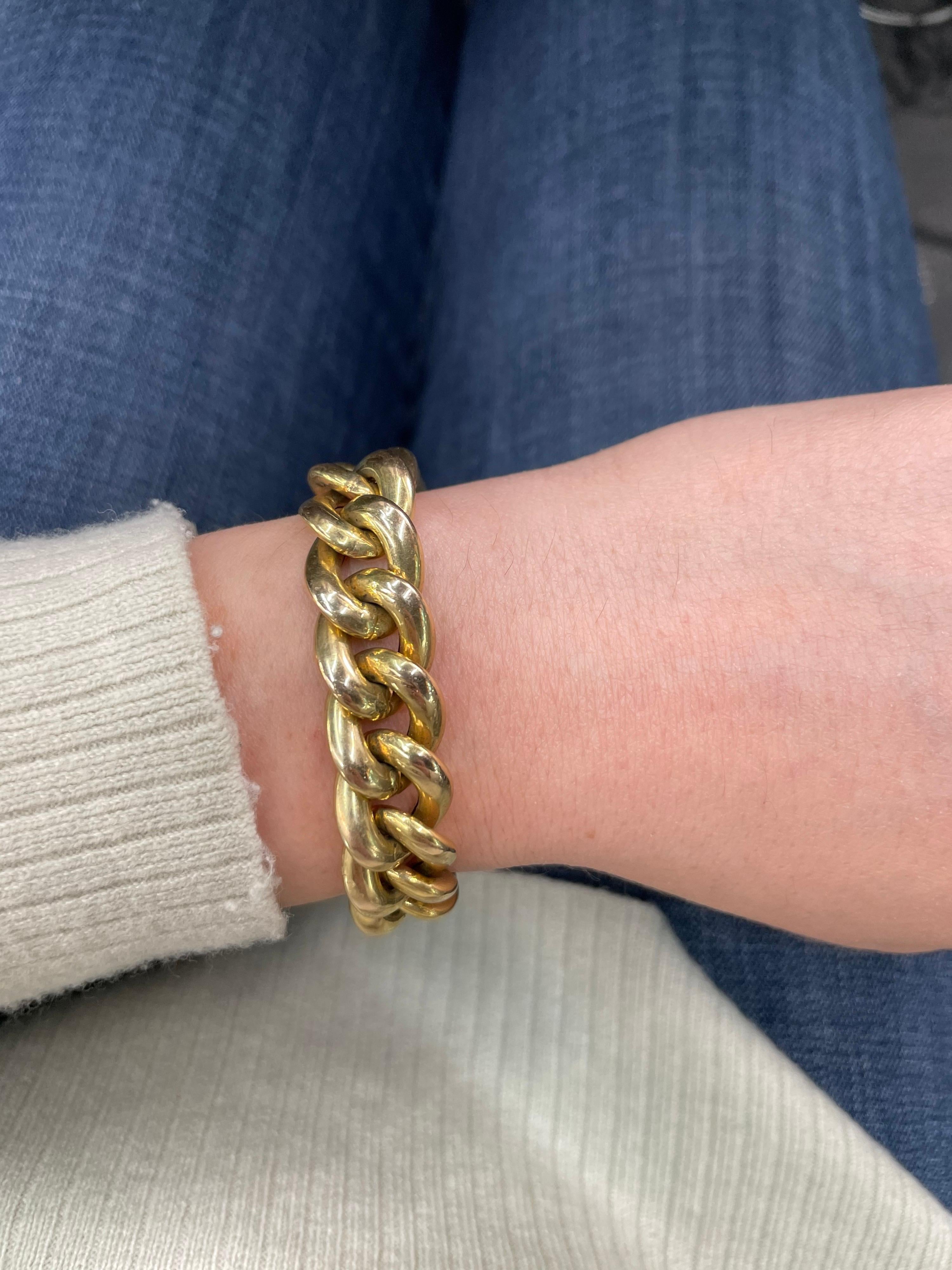 14 Karat Yellow Gold Link Bracelet 23.4 Grams, Made in Italy In Excellent Condition In New York, NY
