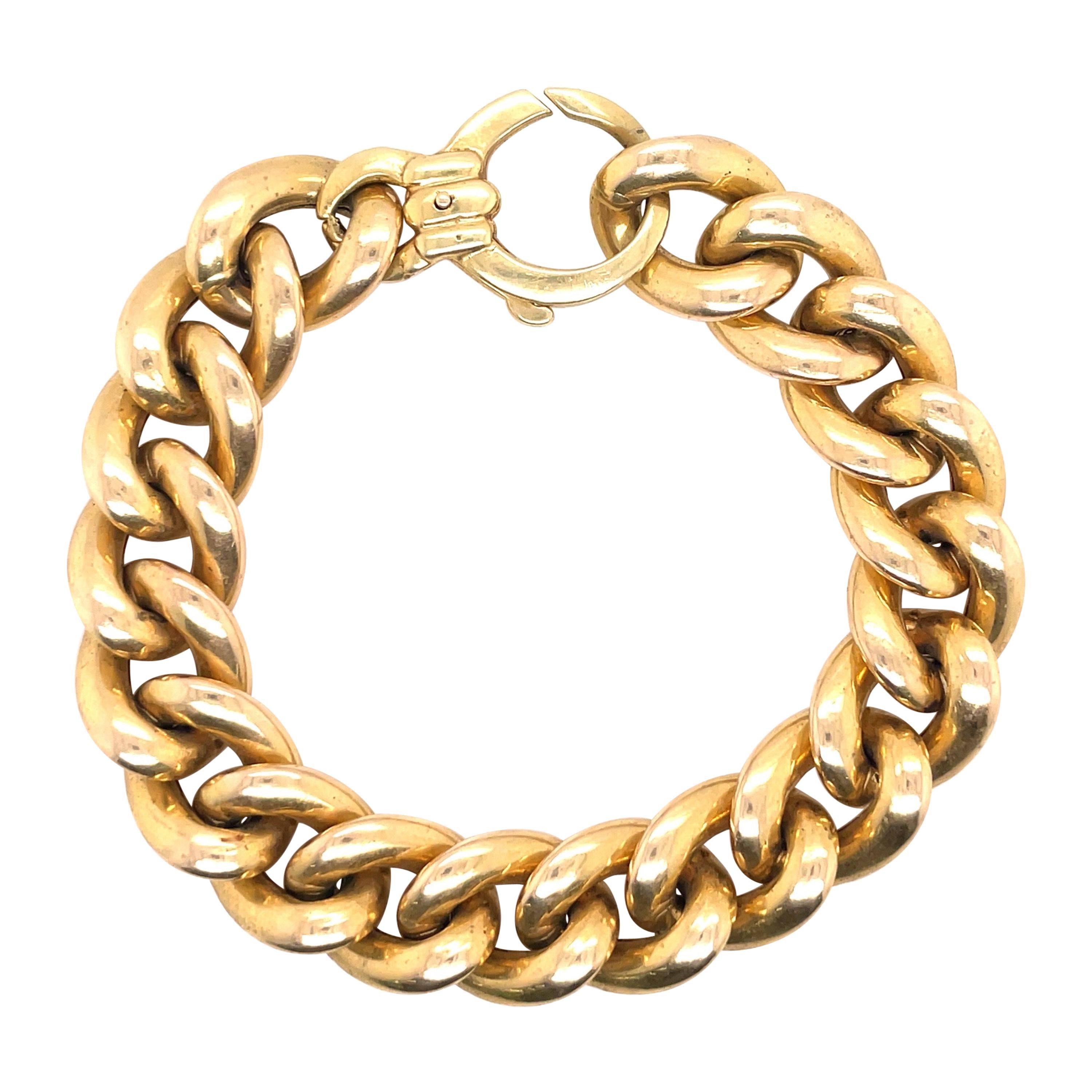 14 Karat Yellow Gold Link Bracelet 23.4 Grams, Made in Italy