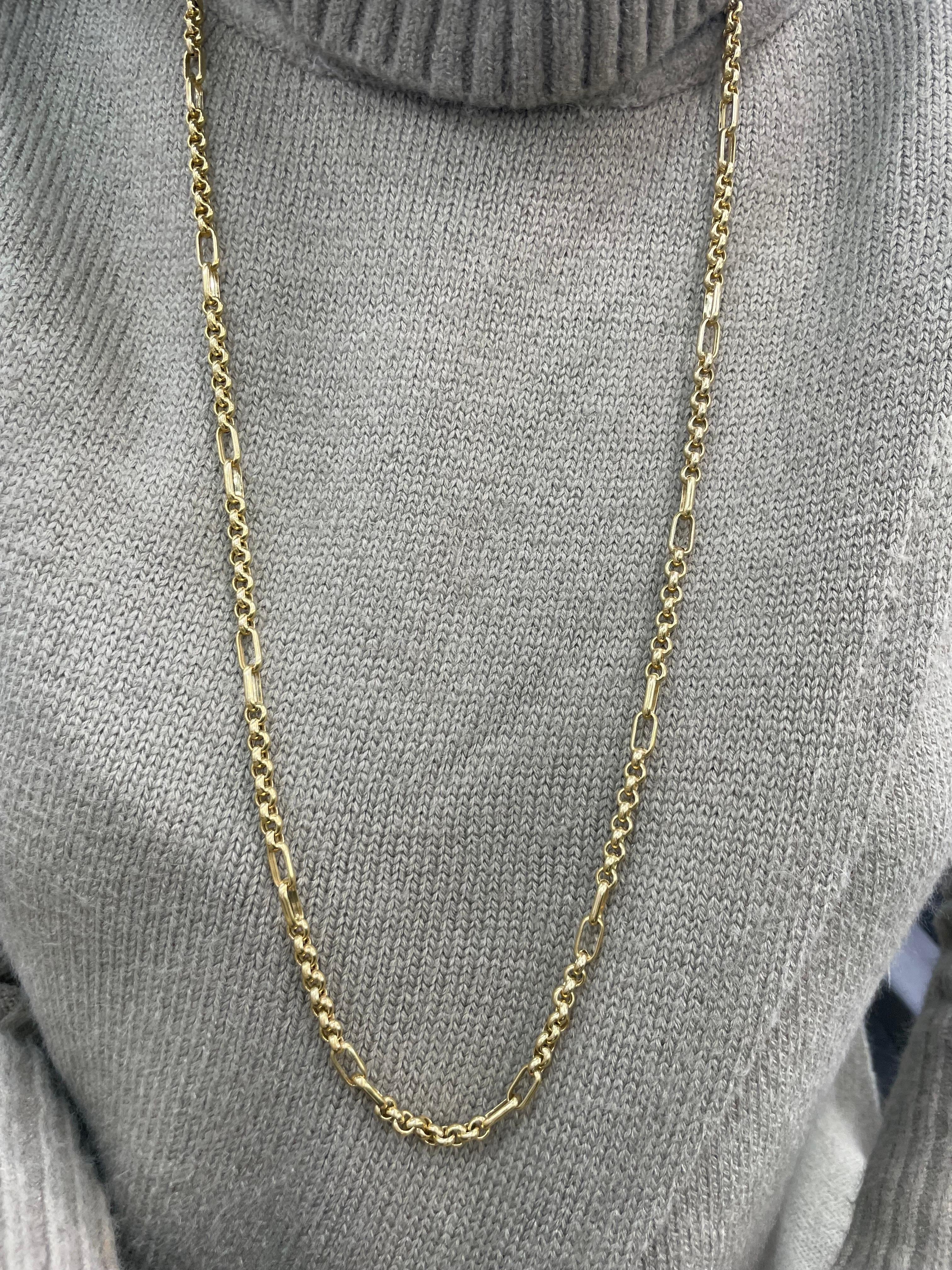 14 Karat Yellow Gold Link Necklace 25.6 Grams 36.5 Inches For Sale 4