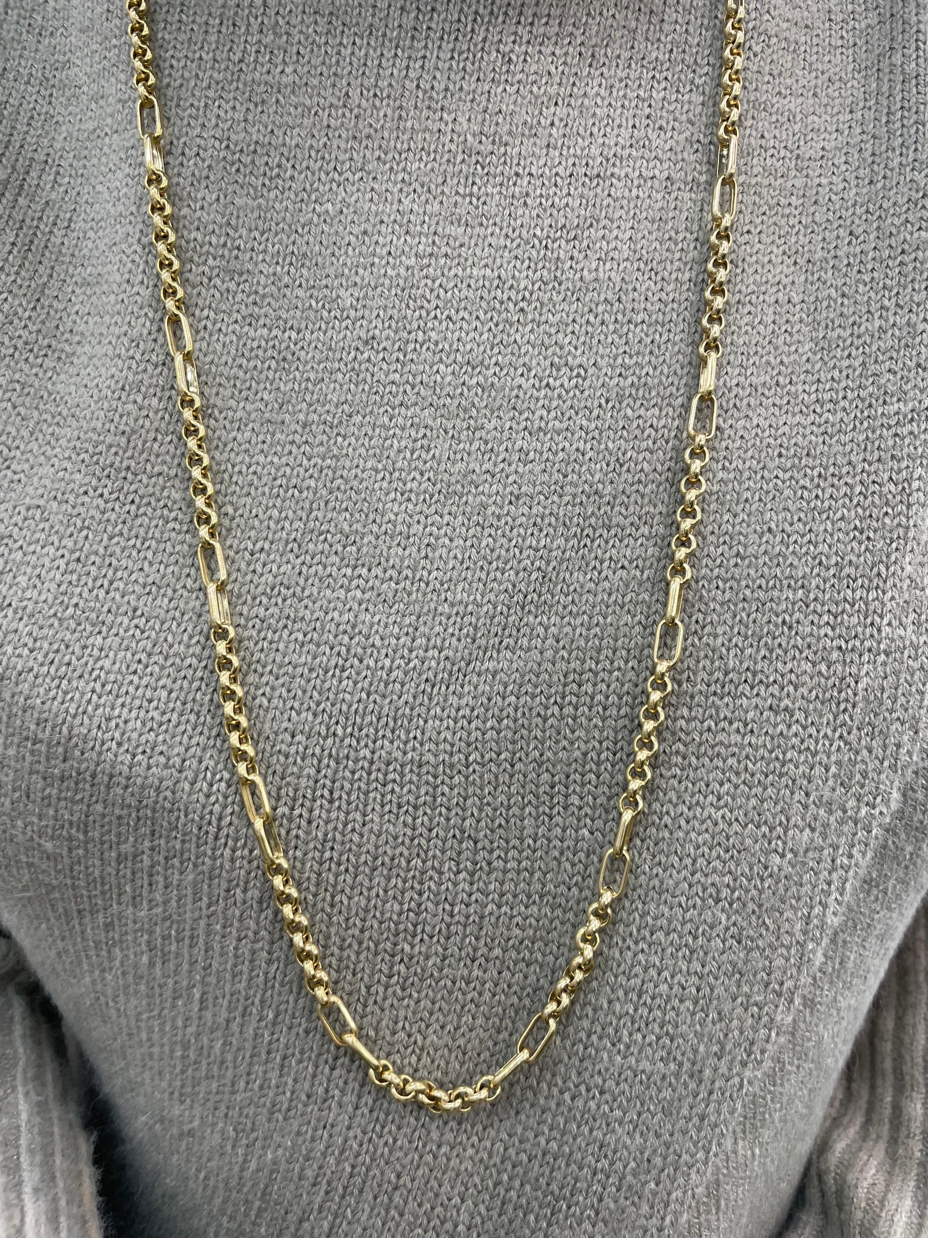 14 Karat Yellow Gold Link Necklace 25.6 Grams 36.5 Inches For Sale 5
