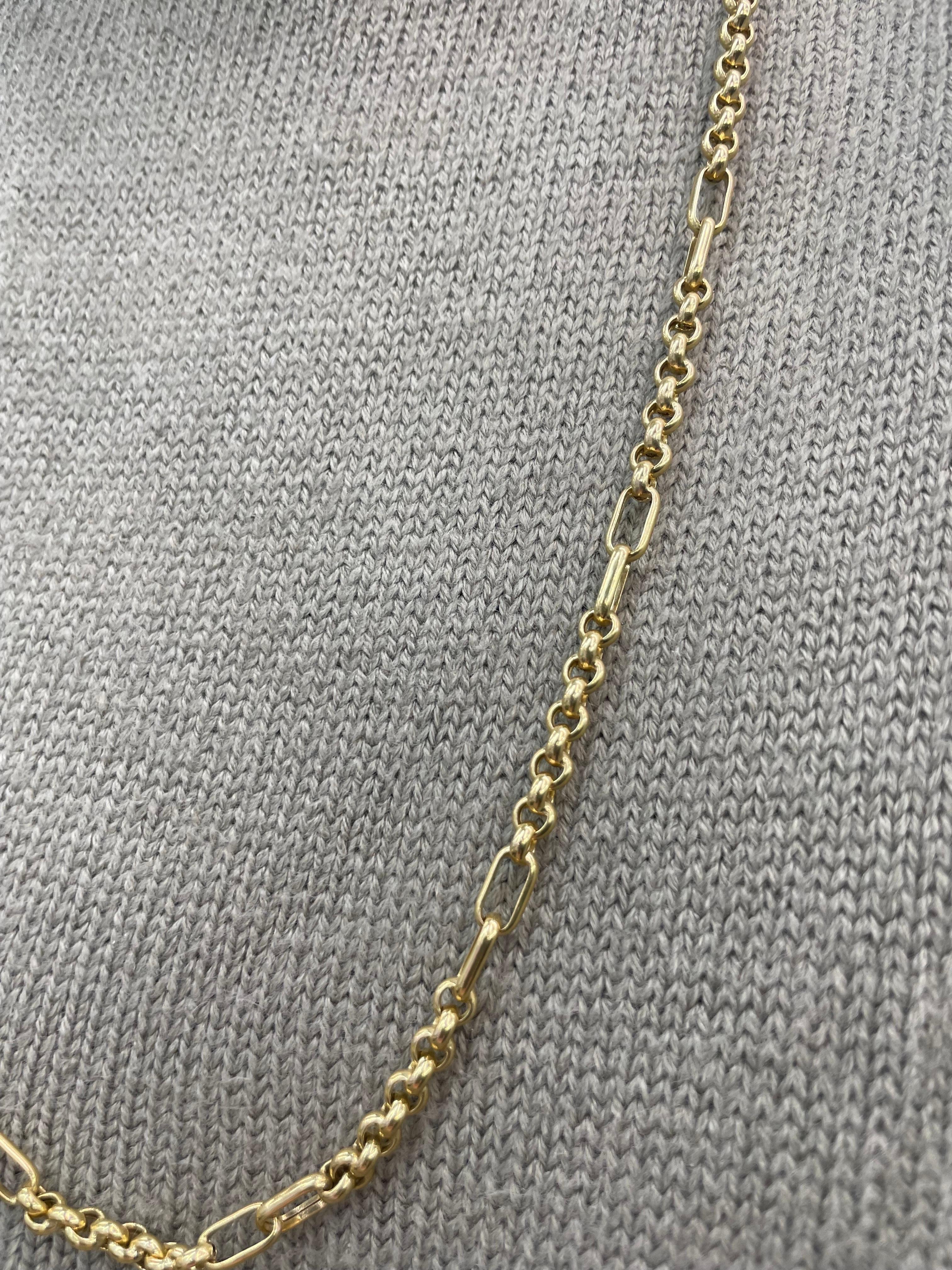 14 Karat Yellow Gold Link Necklace 25.6 Grams 36.5 Inches For Sale 6