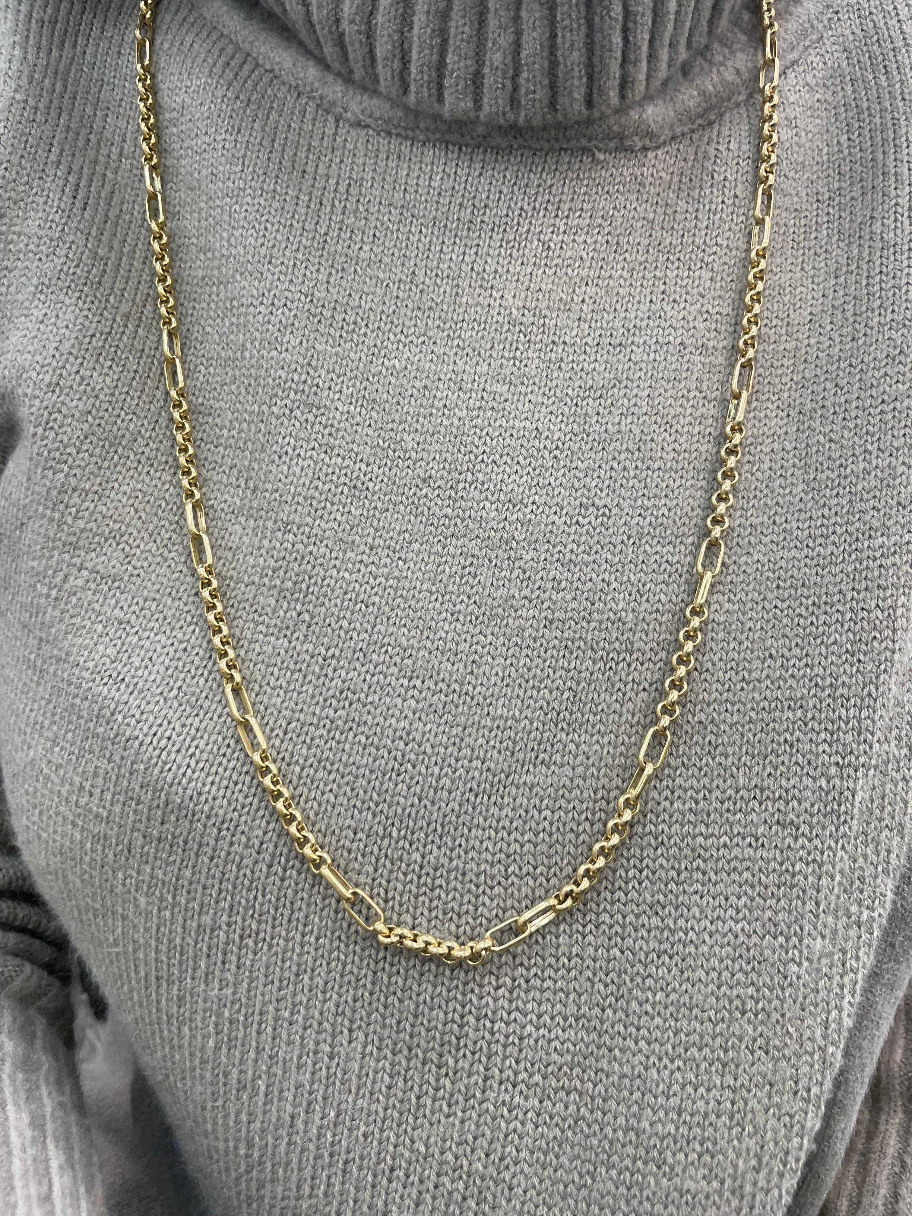 14 Karat Yellow Gold Link Necklace 25.6 Grams 36.5 Inches For Sale 7