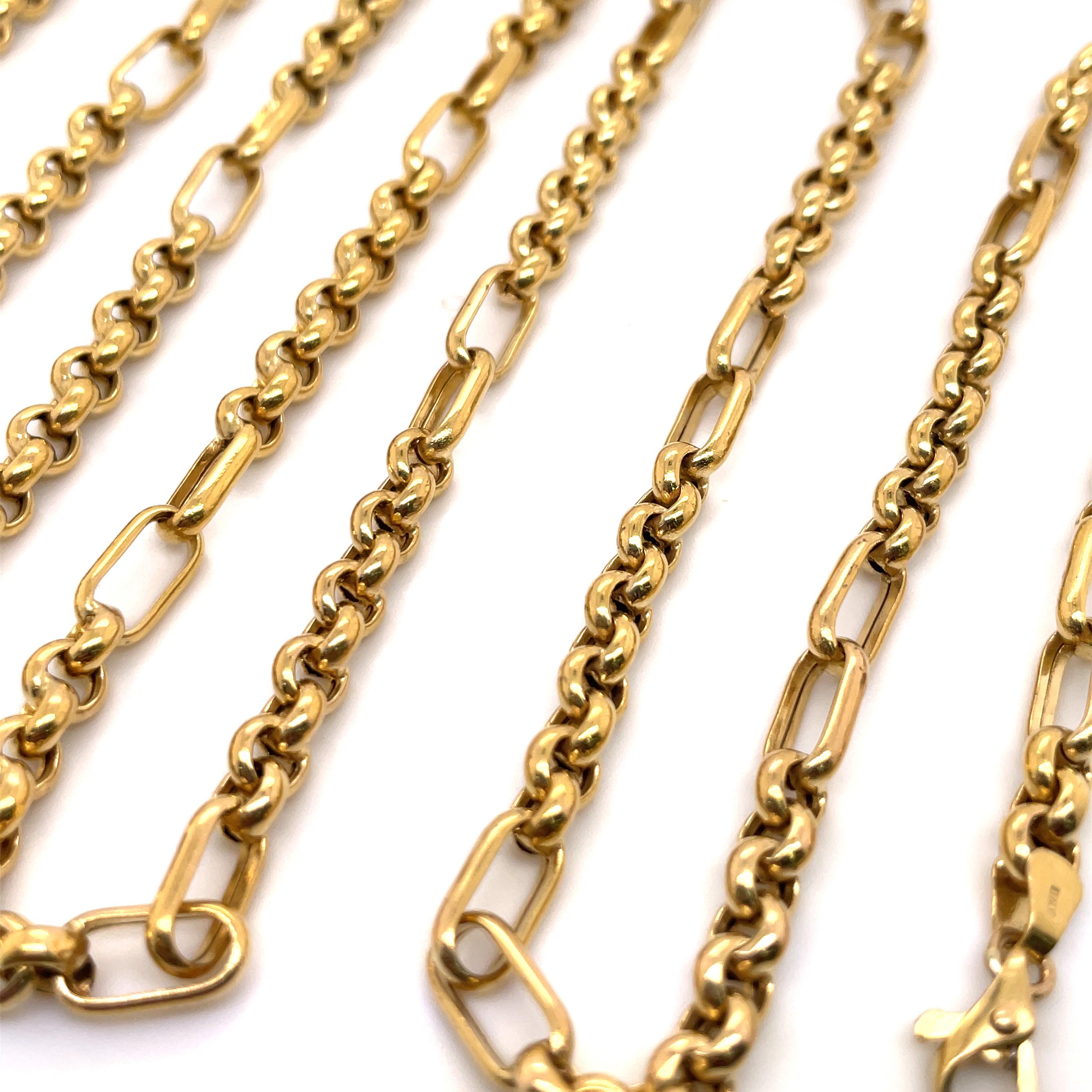 Contemporary 14 Karat Yellow Gold Link Necklace 25.6 Grams 36.5 Inches For Sale