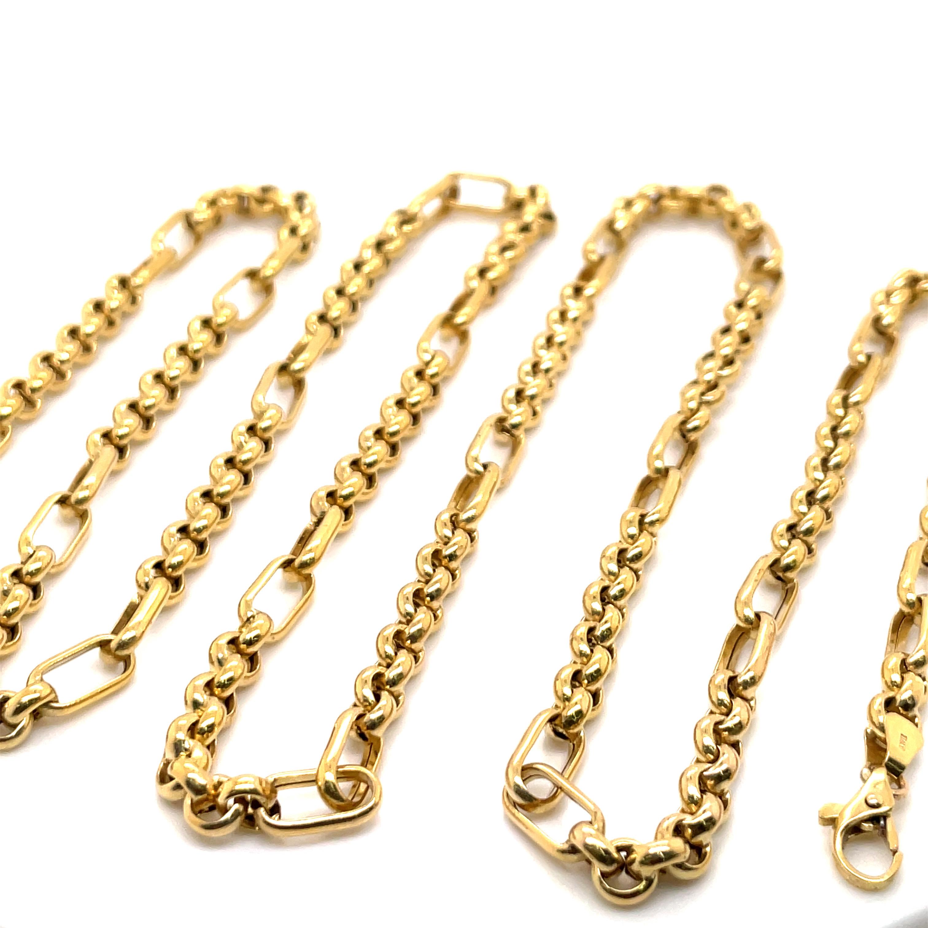 Women's or Men's 14 Karat Yellow Gold Link Necklace 25.6 Grams 36.5 Inches For Sale