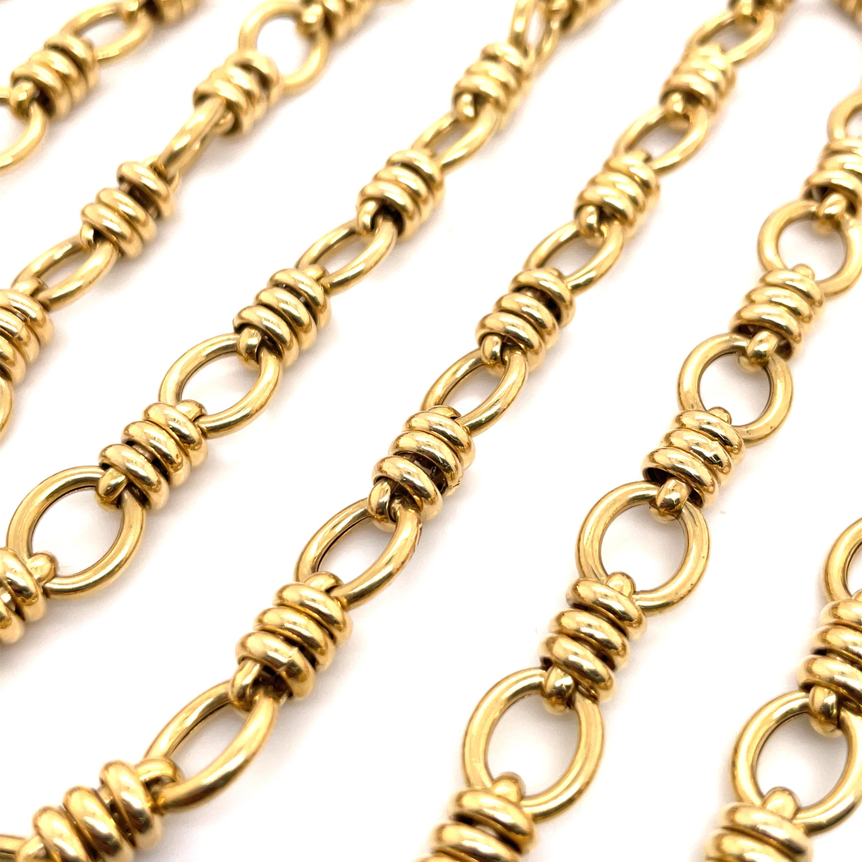 14 Karat Gelbgold Gliederhalskette 42,5 Gramm 30,5 Zoll Damen im Angebot