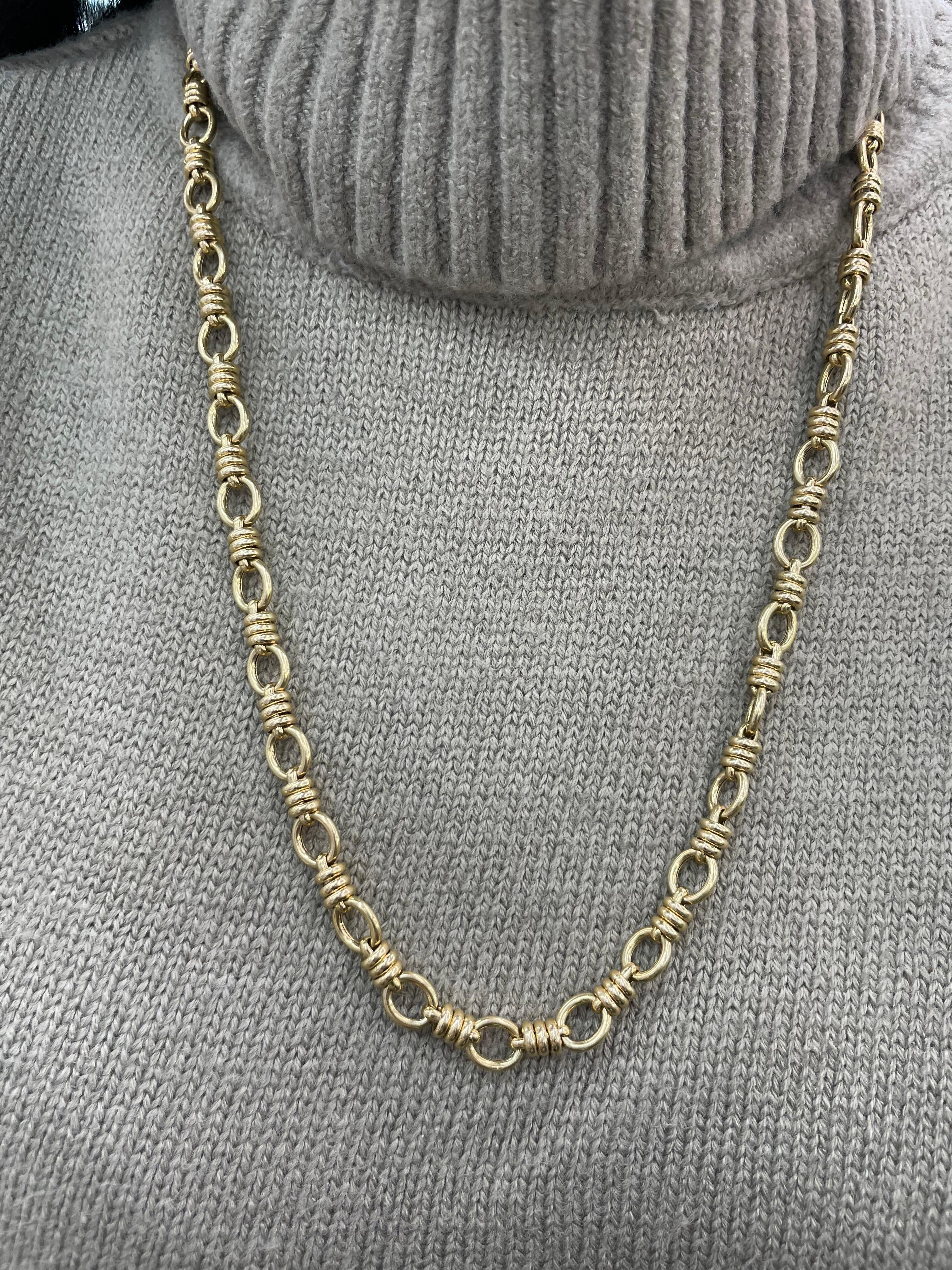 14 Karat yellow gold link necklace weighing 42.5 grams in 30.5 inches.
Great for Laying!