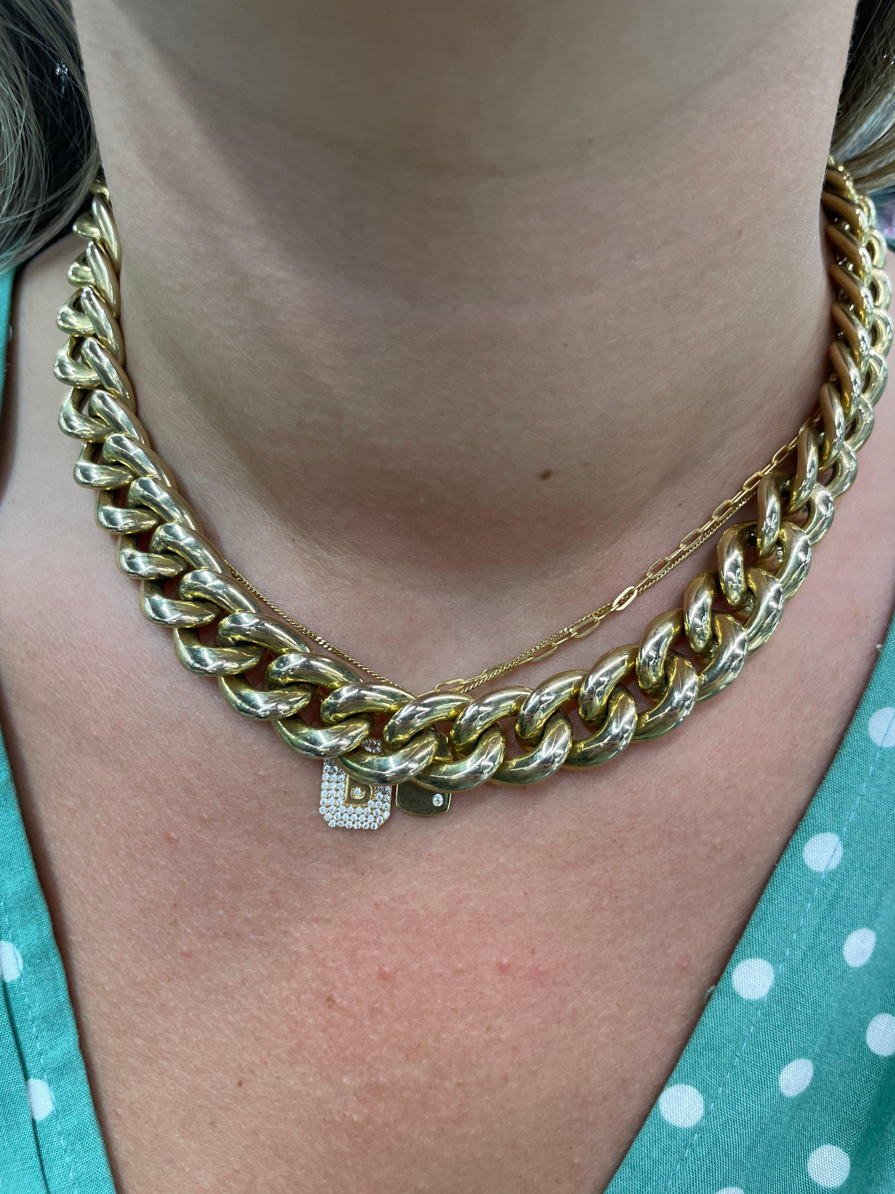 Collier à maillons cubains en or jaune 14 carats 47,6 grammes fabriqué en Italie 8 pouces en vente 7