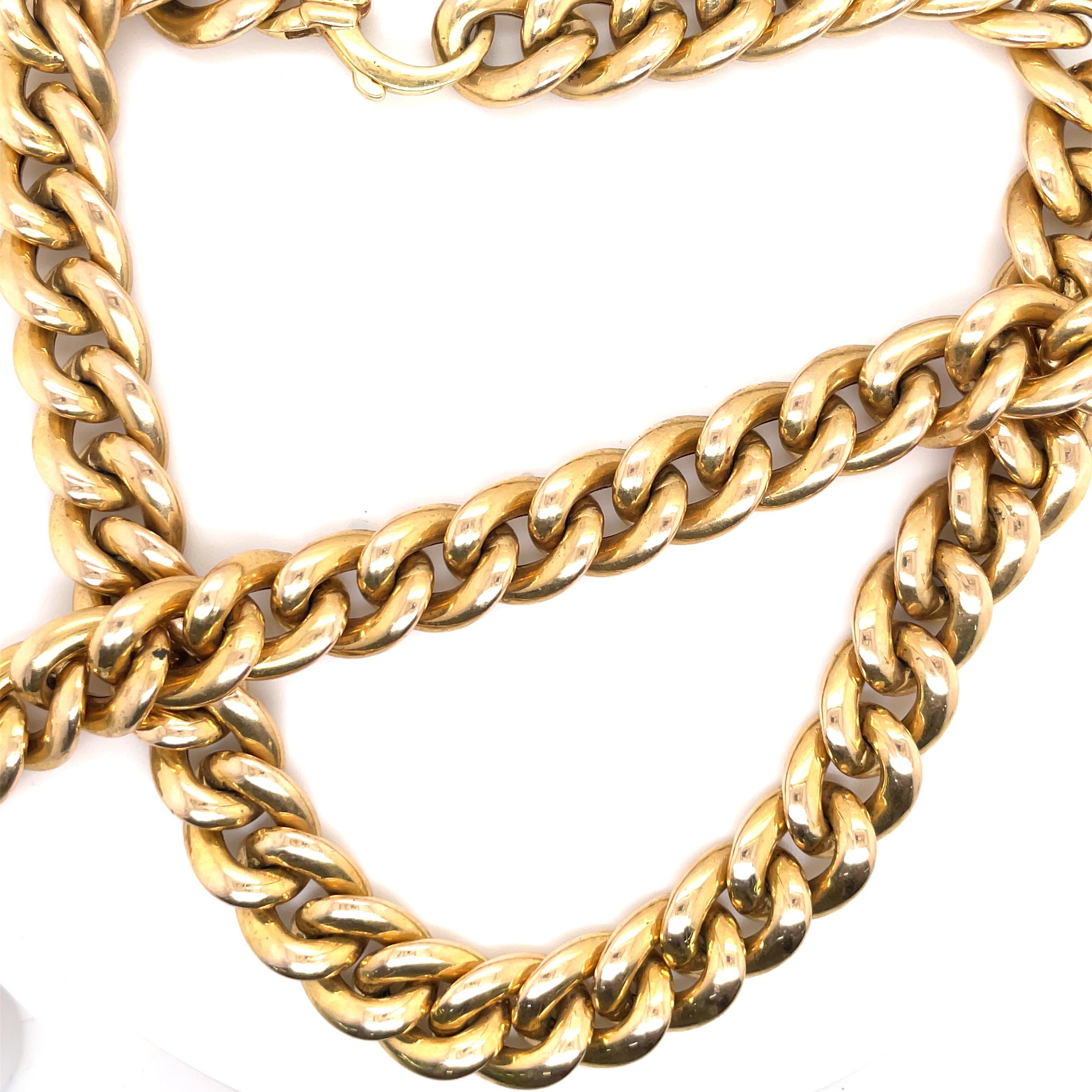 14 Karat Yellow Gold Cuban Link Necklace 47.6 Grams Made in Italy 8 Inches For Sale 5