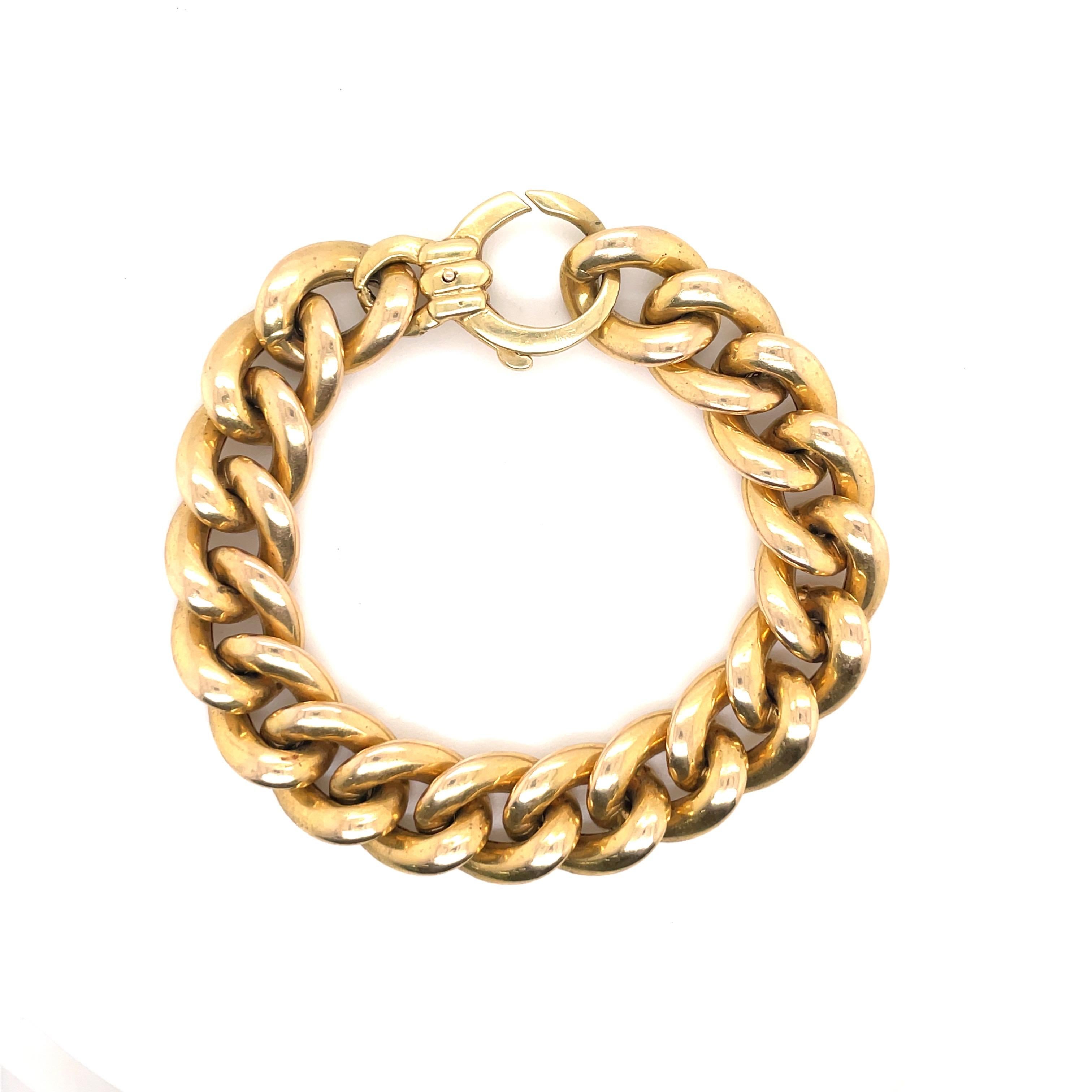 14 Karat Yellow Gold Cuban Link Necklace 47.6 Grams Made in Italy 8 Inches For Sale 6