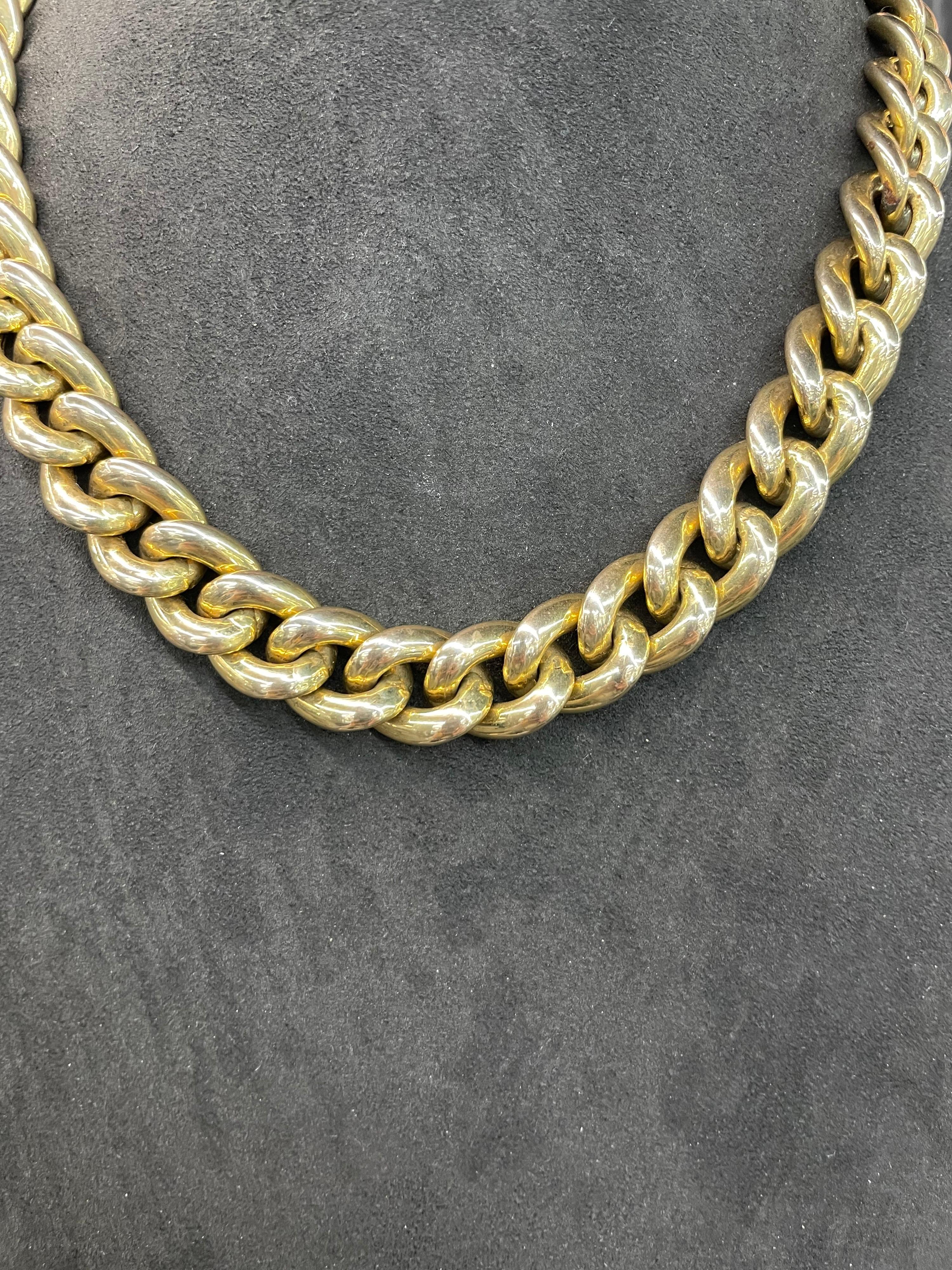 Collier à maillons cubains en or jaune 14 carats 47,6 grammes fabriqué en Italie 8 pouces Excellent état - En vente à New York, NY
