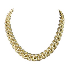 Vintage 14 Karat Yellow Gold Cuban Link Necklace 47.6 Grams Made in Italy 8 Inches