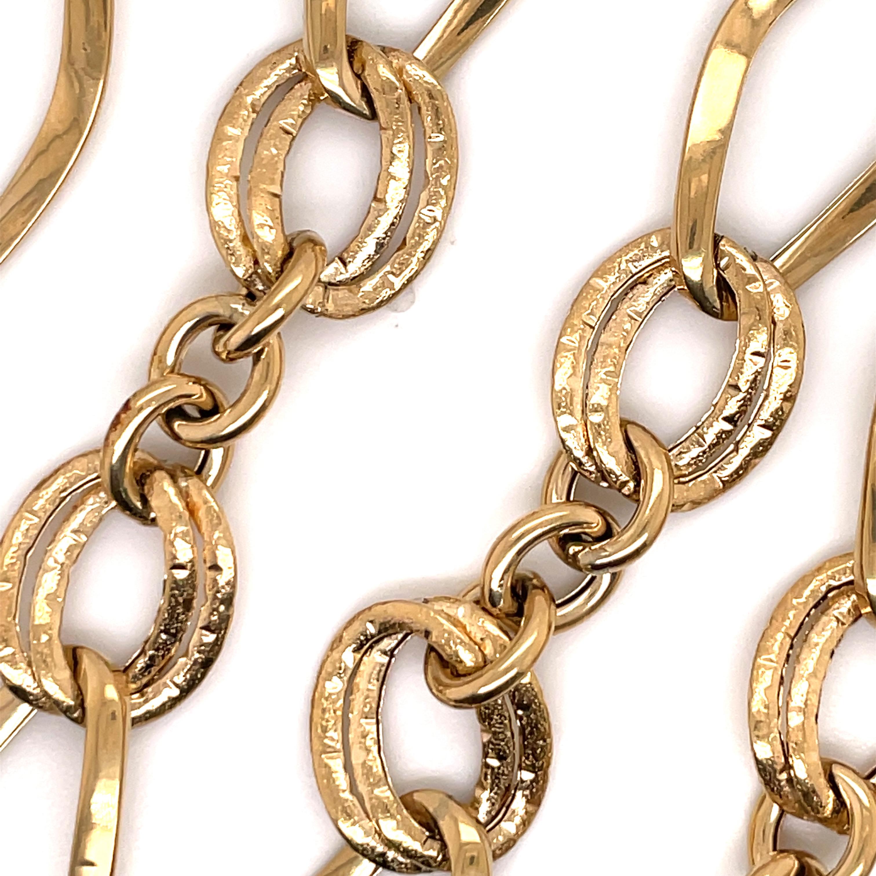 Women's 14 Karat Yellow Gold Link Necklace & Double Bracelets 30.2 Grams For Sale