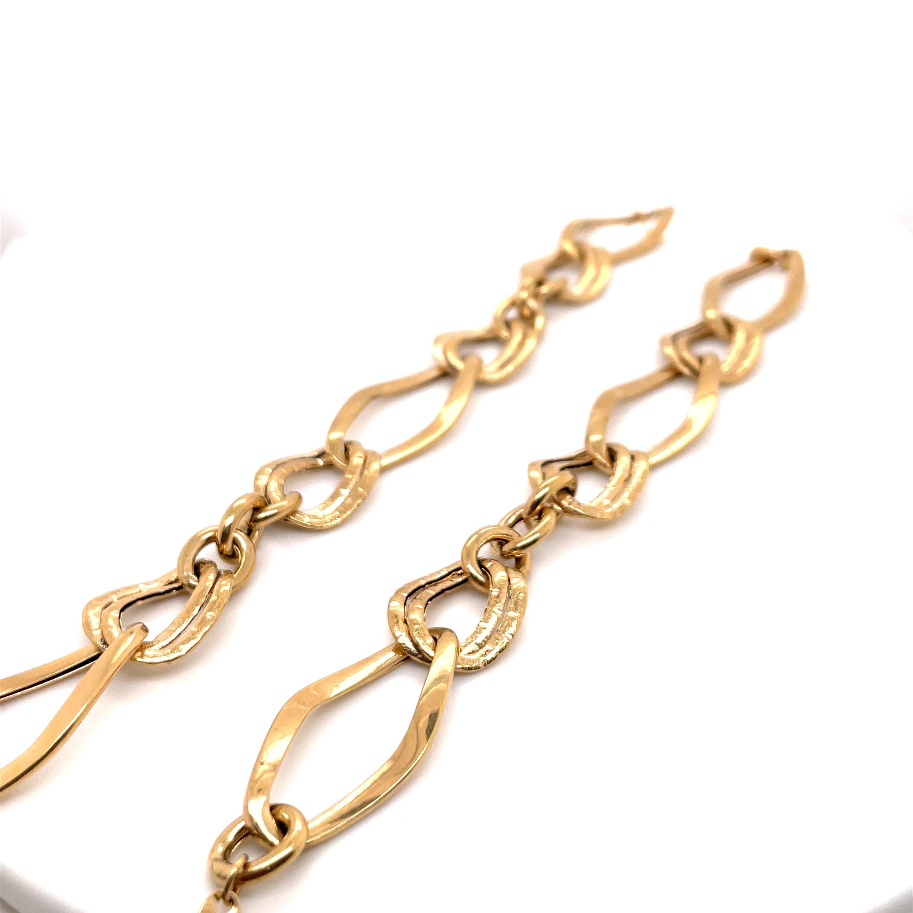 14 Karat Yellow Gold Link Necklace & Double Bracelets 30.2 Grams For Sale 2