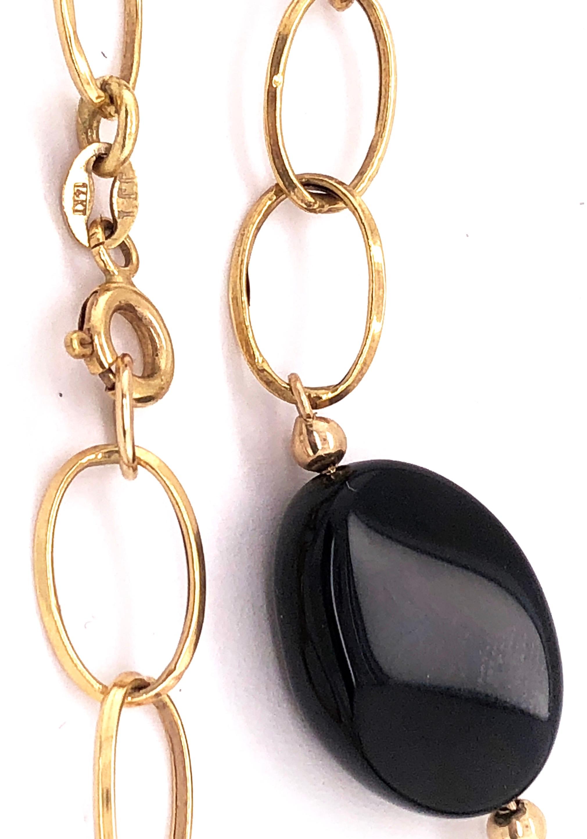 14 Karat Yellow Gold Link Necklace with Ebony Stones 21.2 Grams Total For Sale 10
