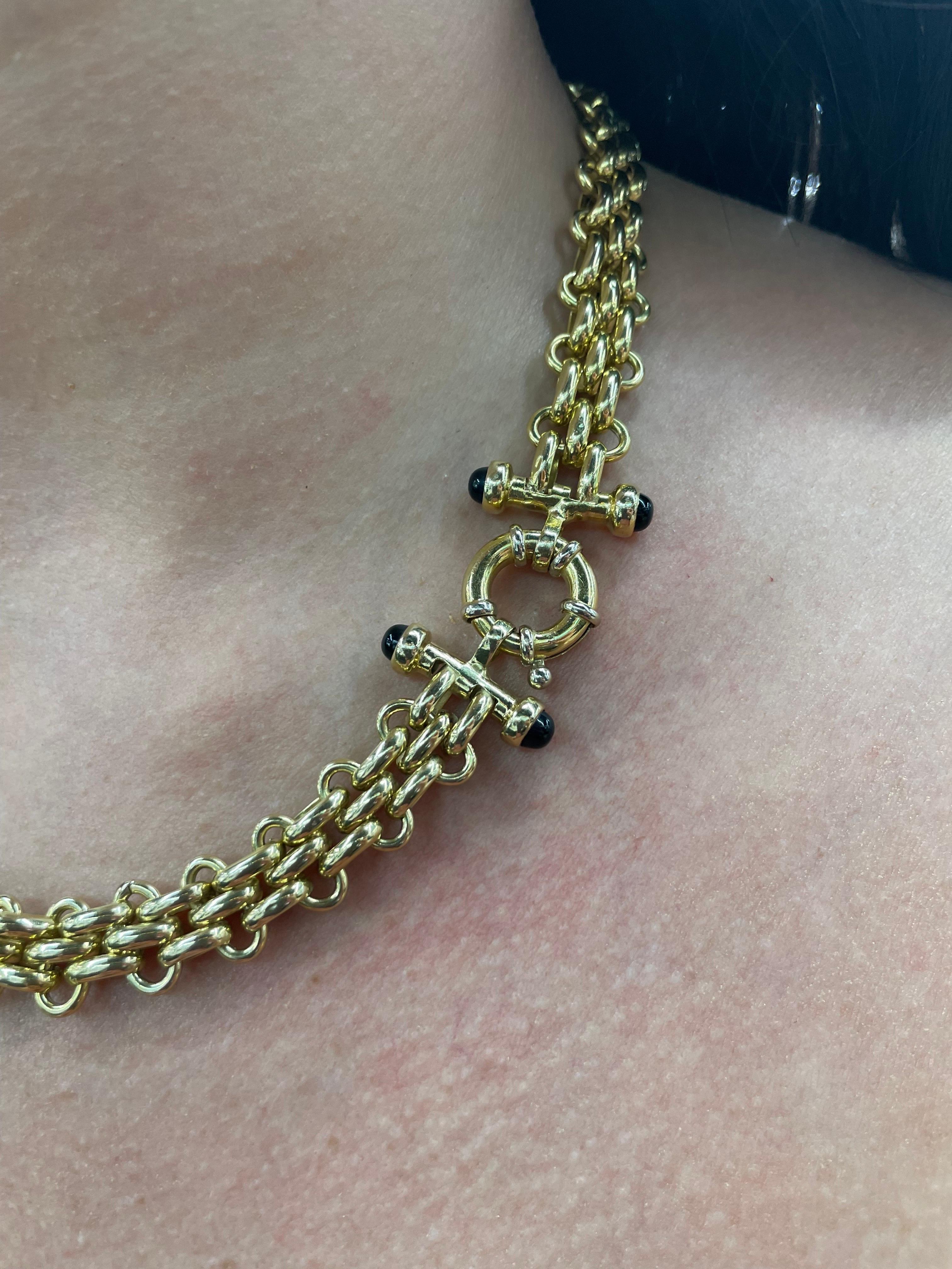 14 Karat Gelbgold Gliederhalskette mit Onyxschloss 44,8 Gramm 7