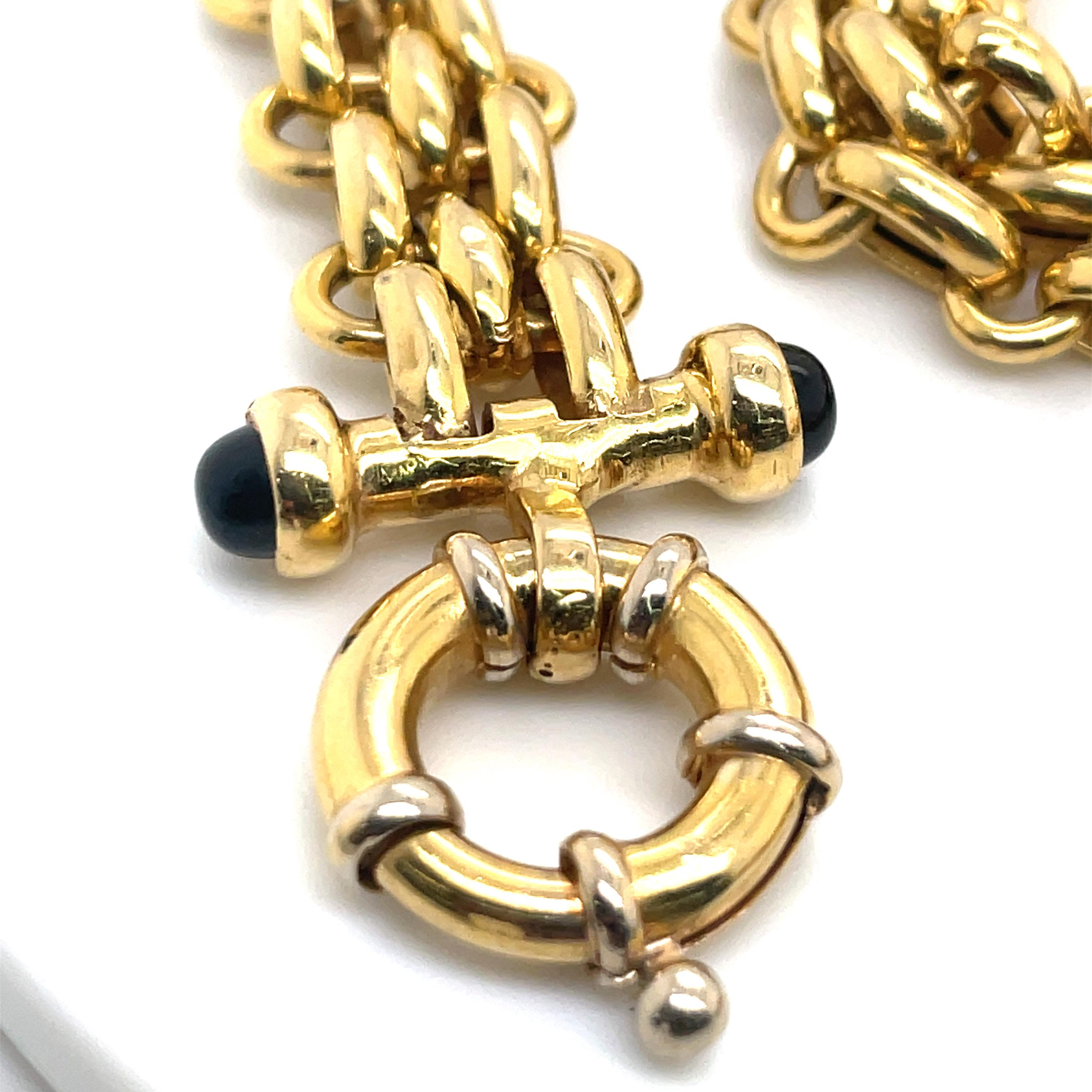 14 Karat Gelbgold Gliederhalskette mit Onyxschloss 44,8 Gramm 2
