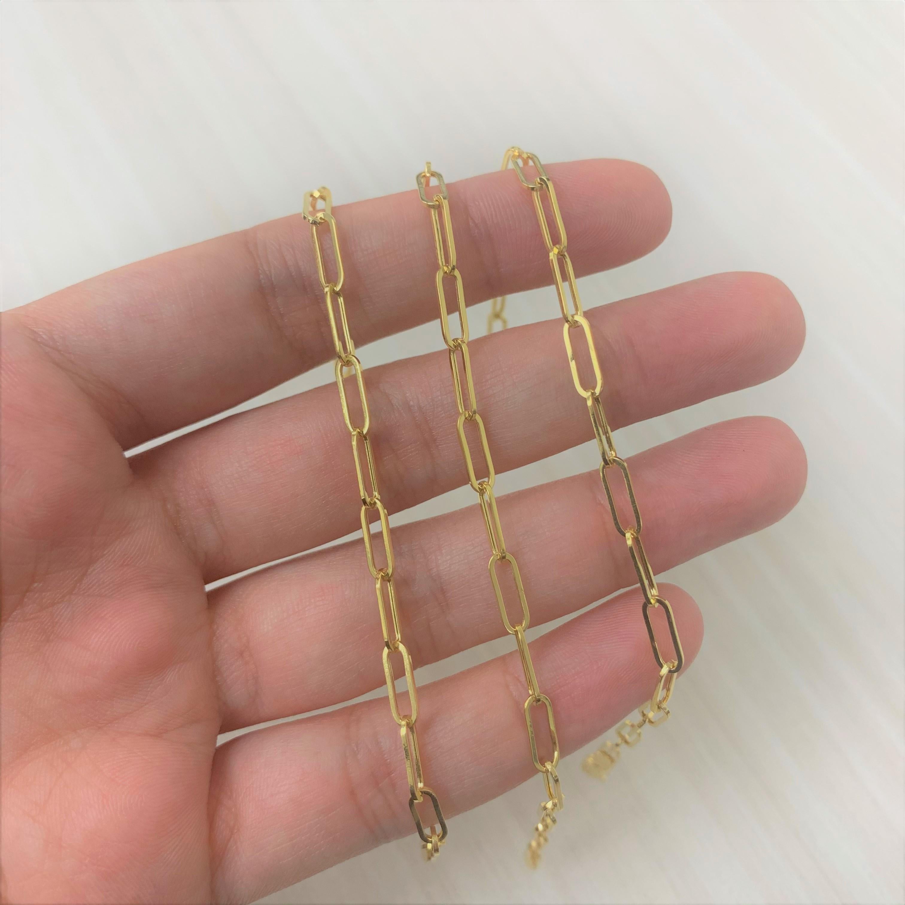 Contemporain Bracelet à maillons en forme de clip en or jaune 14 carats, 1,7 g en vente