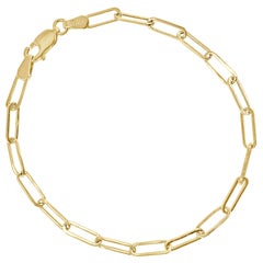 14 Karat Yellow Gold Link Paperclip Chain Bracelet