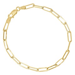 Bracelet à maillons en or jaune 14 carats, chaîne en forme de trombone, 1,7 g