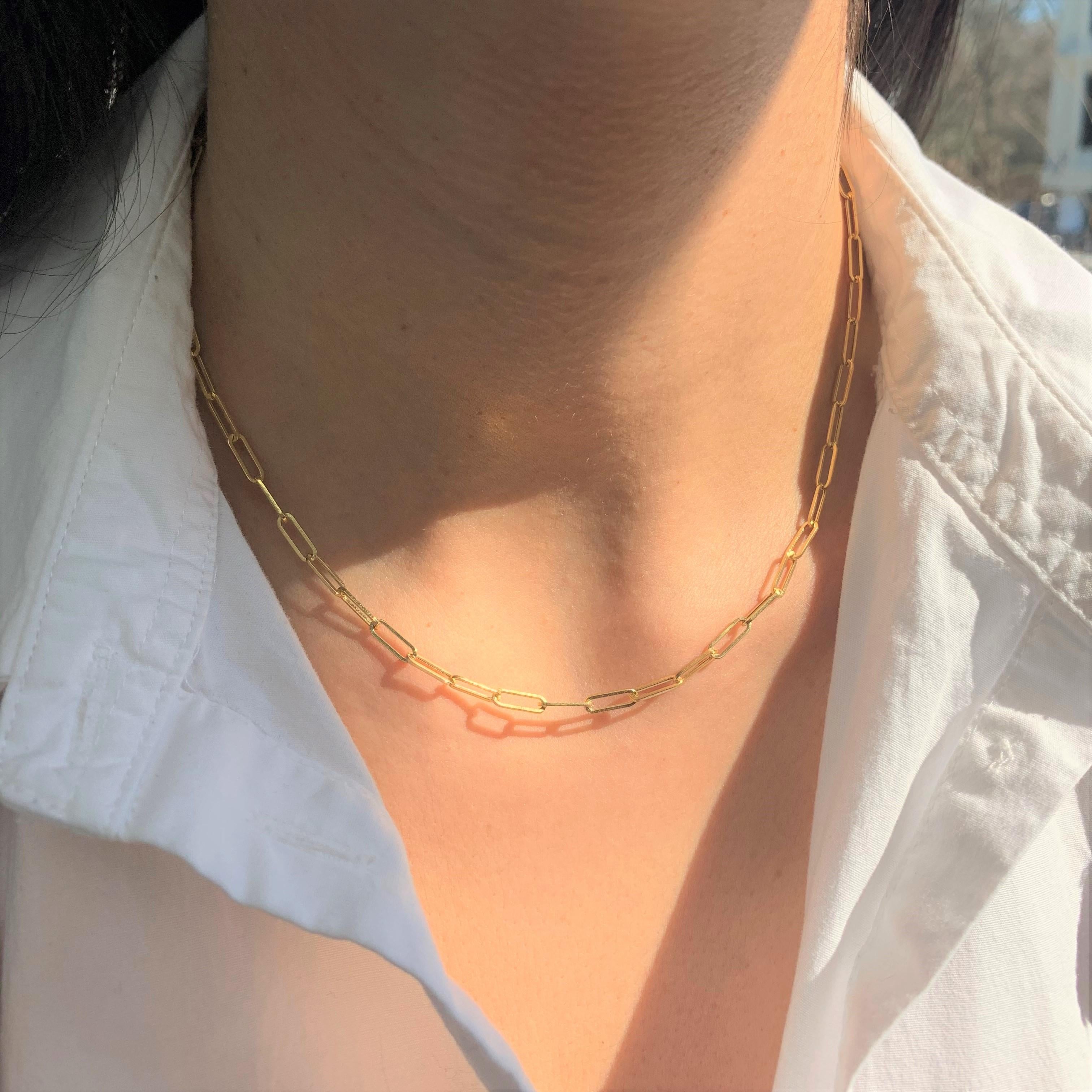 14 Karat Gelbgold Glieder-Büroklammer Kette Glieder-Halskette (Zeitgenössisch) im Angebot