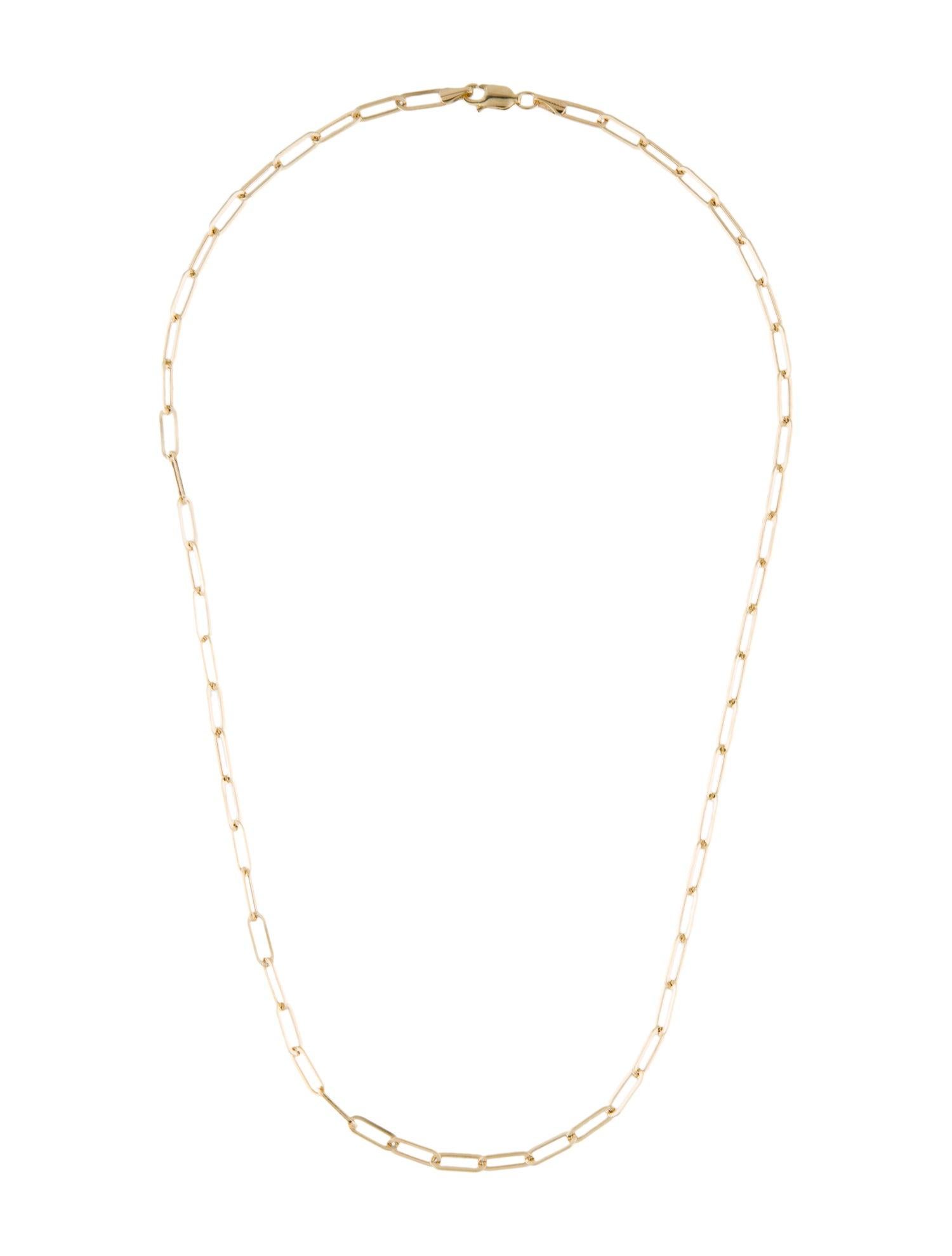 14 Karat Yellow Gold Link Paperclip Chain Link Necklace For Sale 2