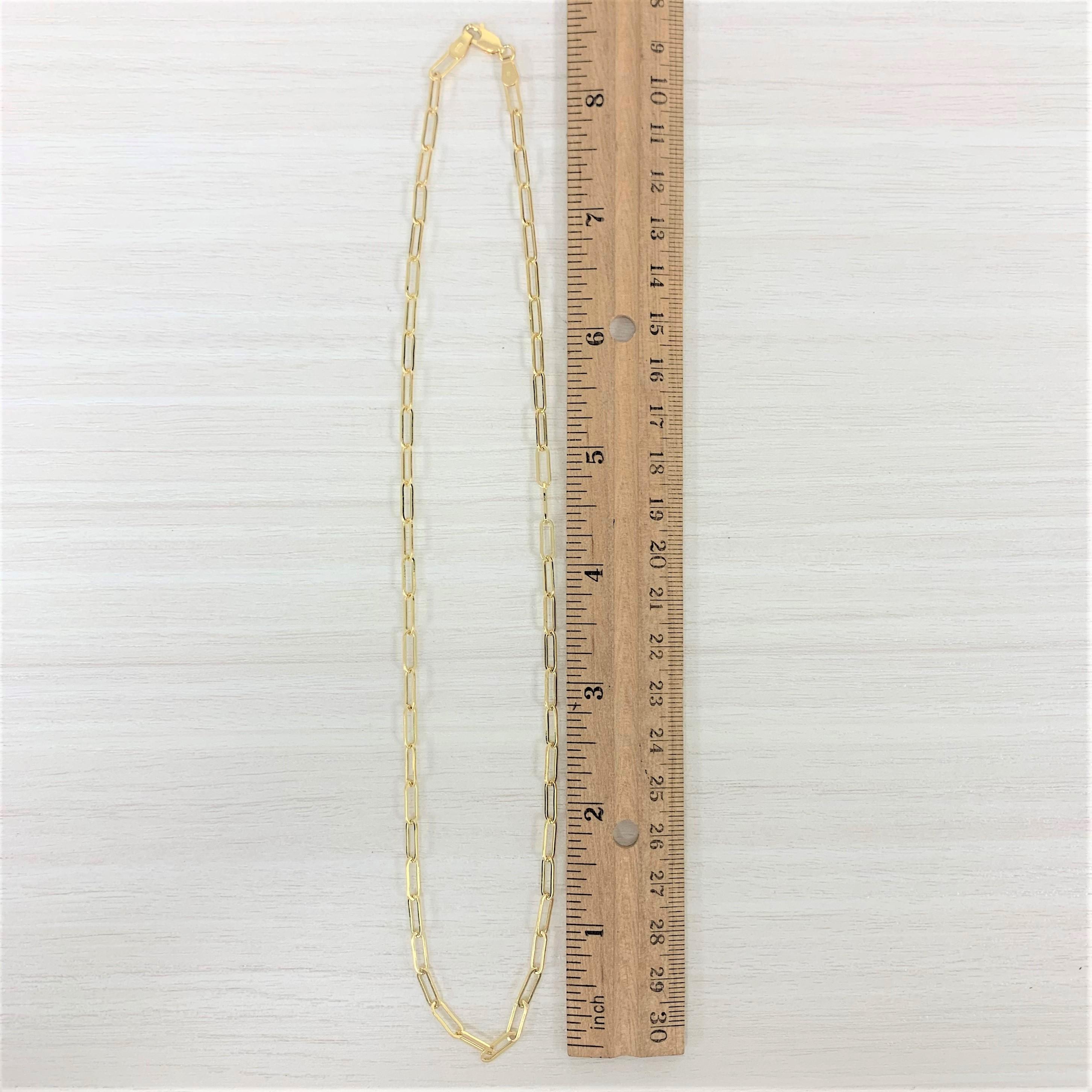 Contemporary 14 Karat Yellow Gold Link Paperclip Chain Link Necklace For Sale