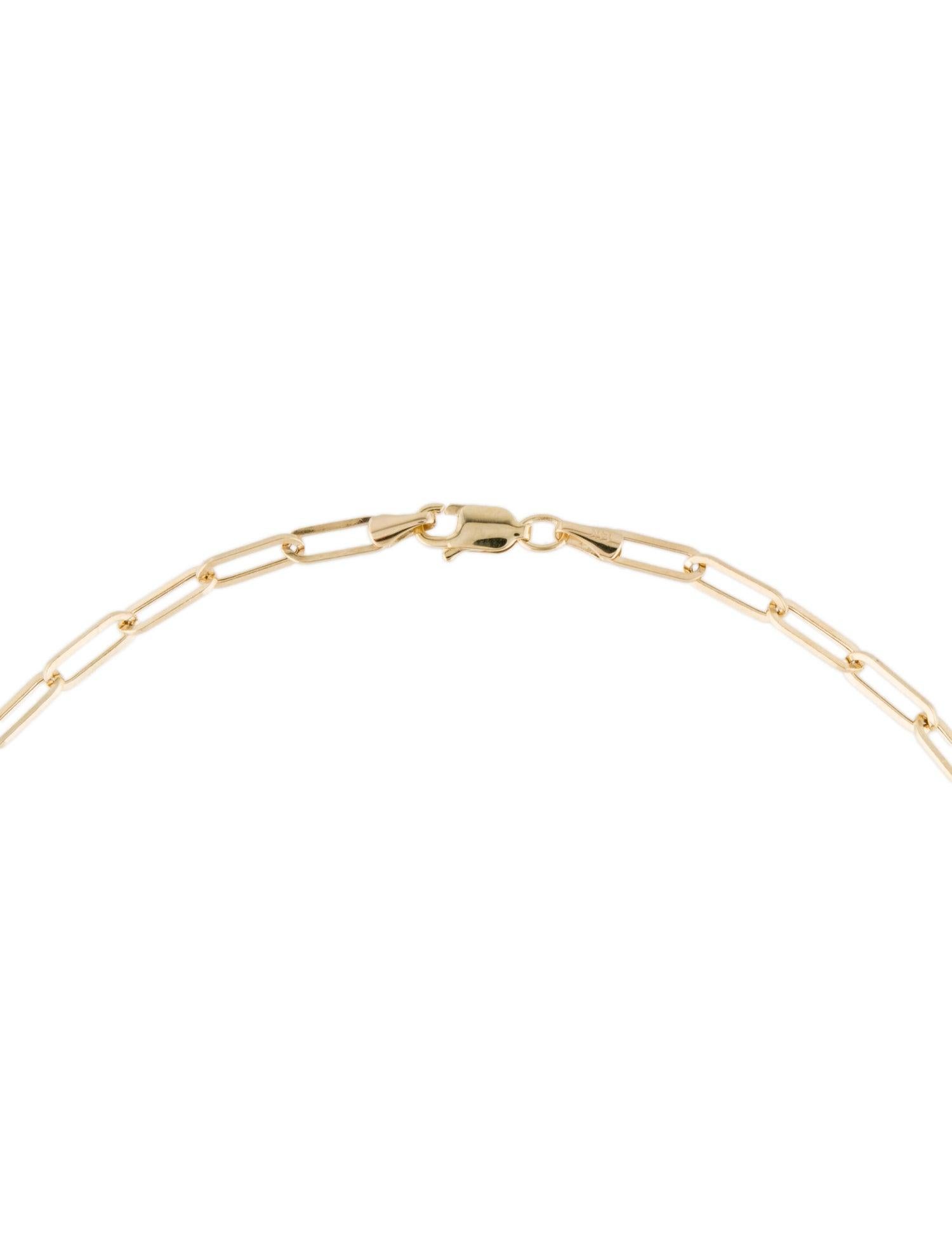 Women's 14 Karat Yellow Gold Link Paperclip Chain Link Necklace For Sale