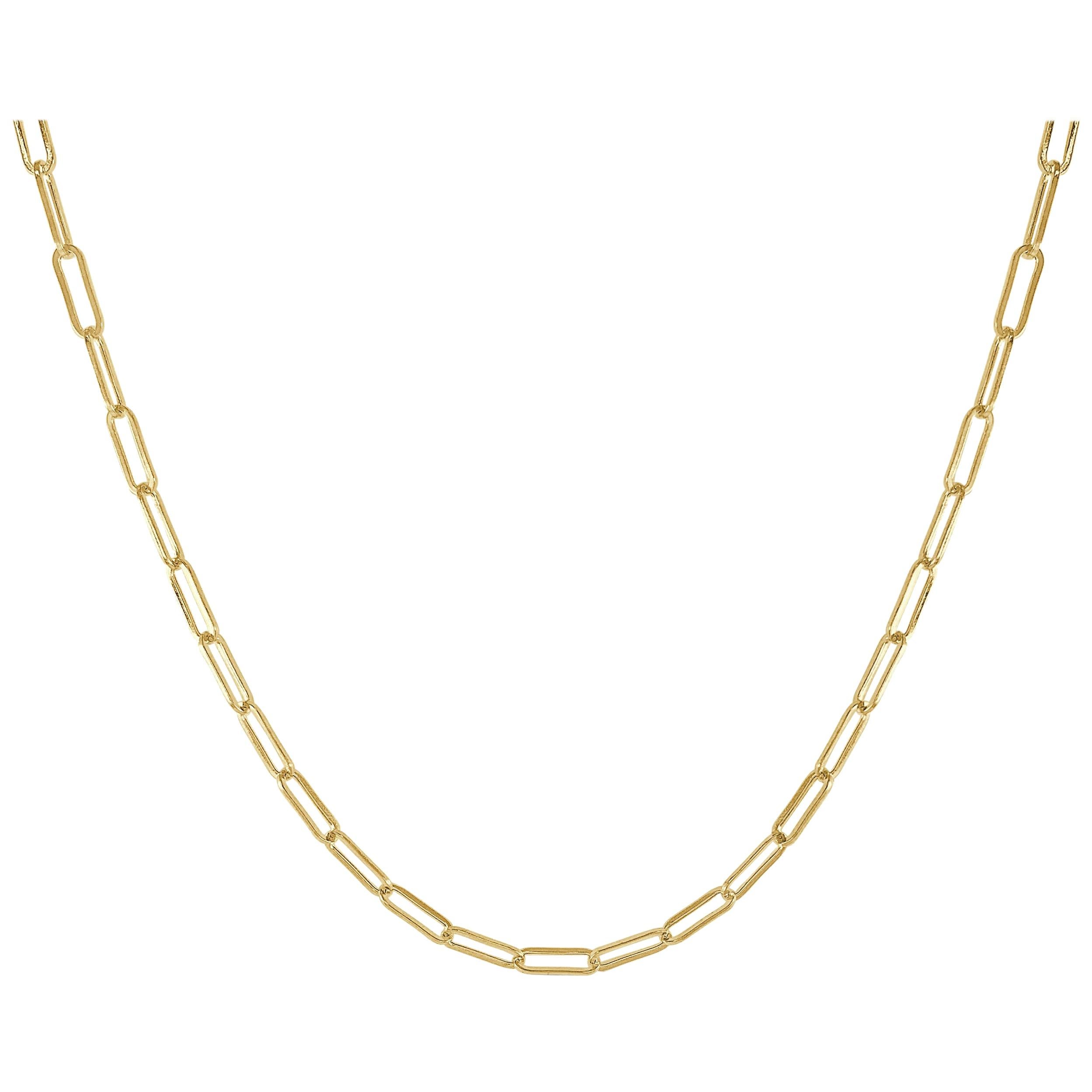 14 Karat Yellow Gold Link Paperclip Chain Link Necklace