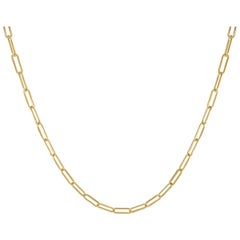 14 Karat Yellow Gold Link Paperclip Chain Link Necklace