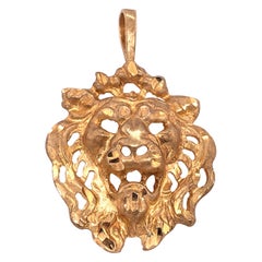 14 Karat Yellow Gold Lion Head Pendant or Charm