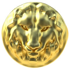 14 Karat Yellow Gold Lion Head Signet Ring