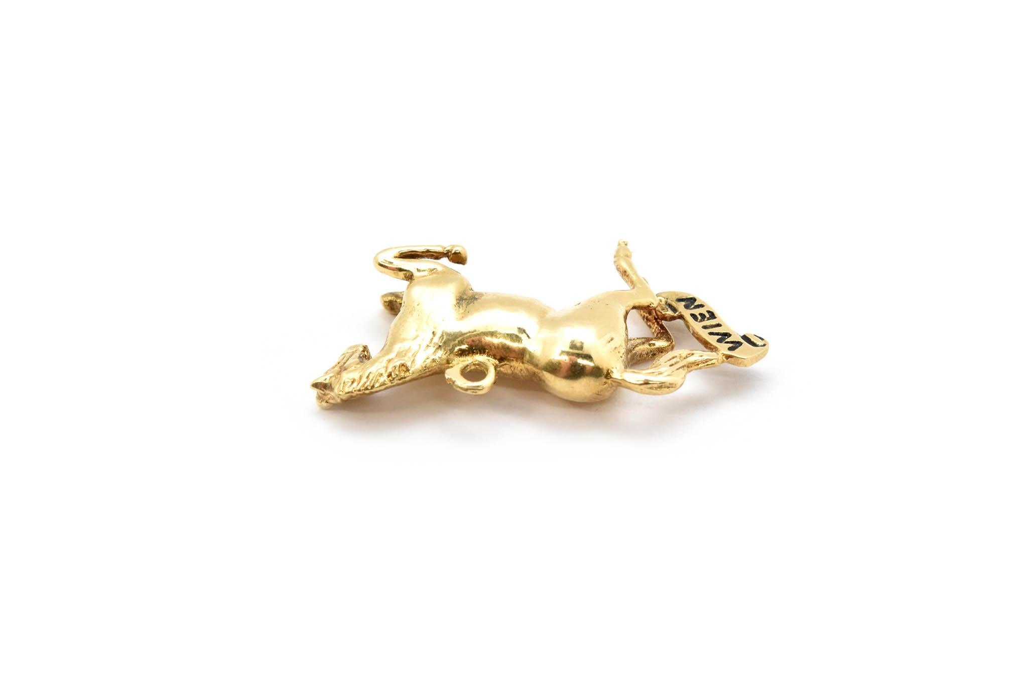 Modern 14 Karat Yellow Gold Lippizan Horse Charm Pendant 5.38 Grams