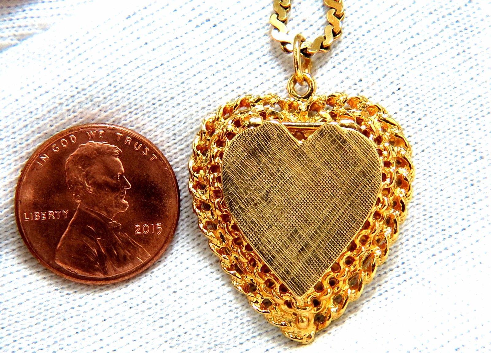 Women's or Men's 14 Karat Yellow Gold Locket Heart Pendant and Chain Necklace
