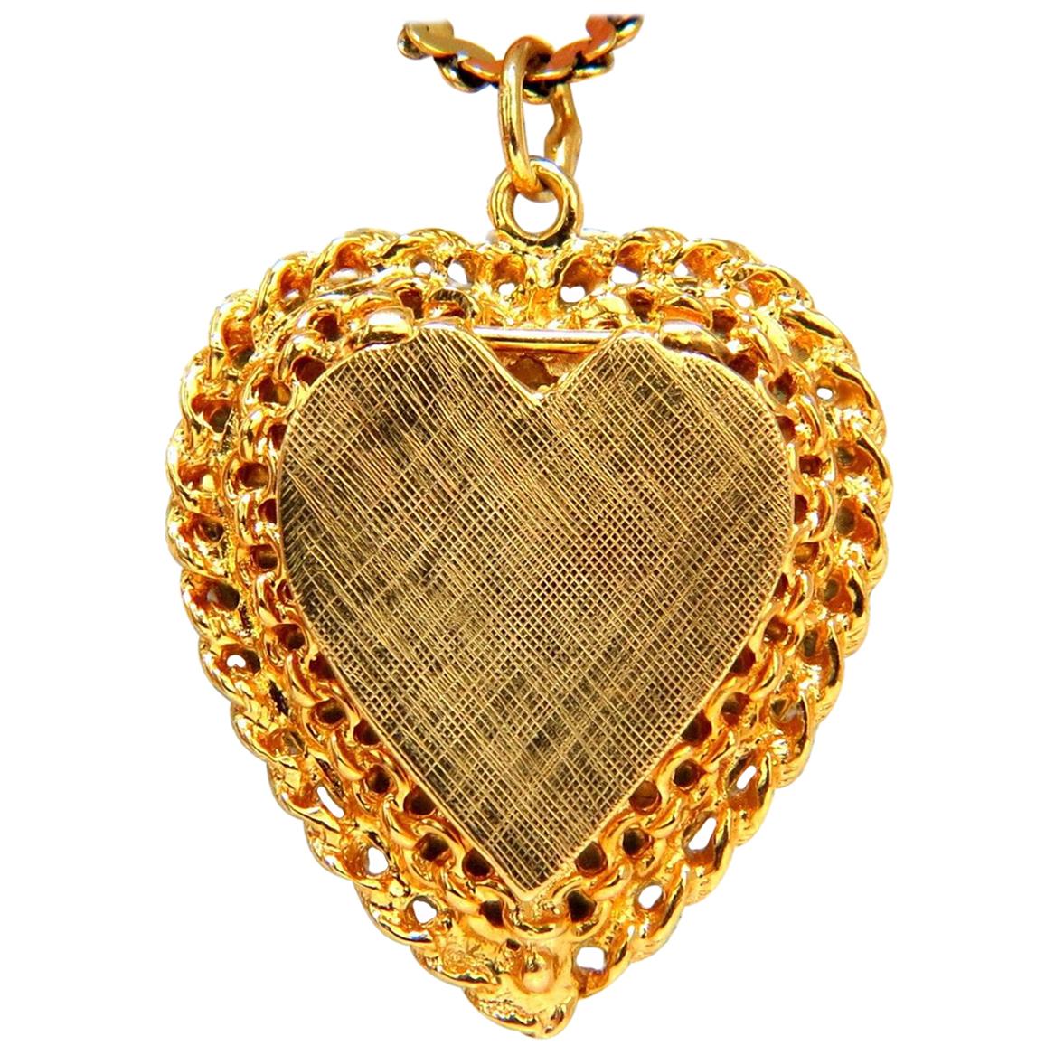 14 Karat Yellow Gold Locket Heart Pendant and Chain Necklace