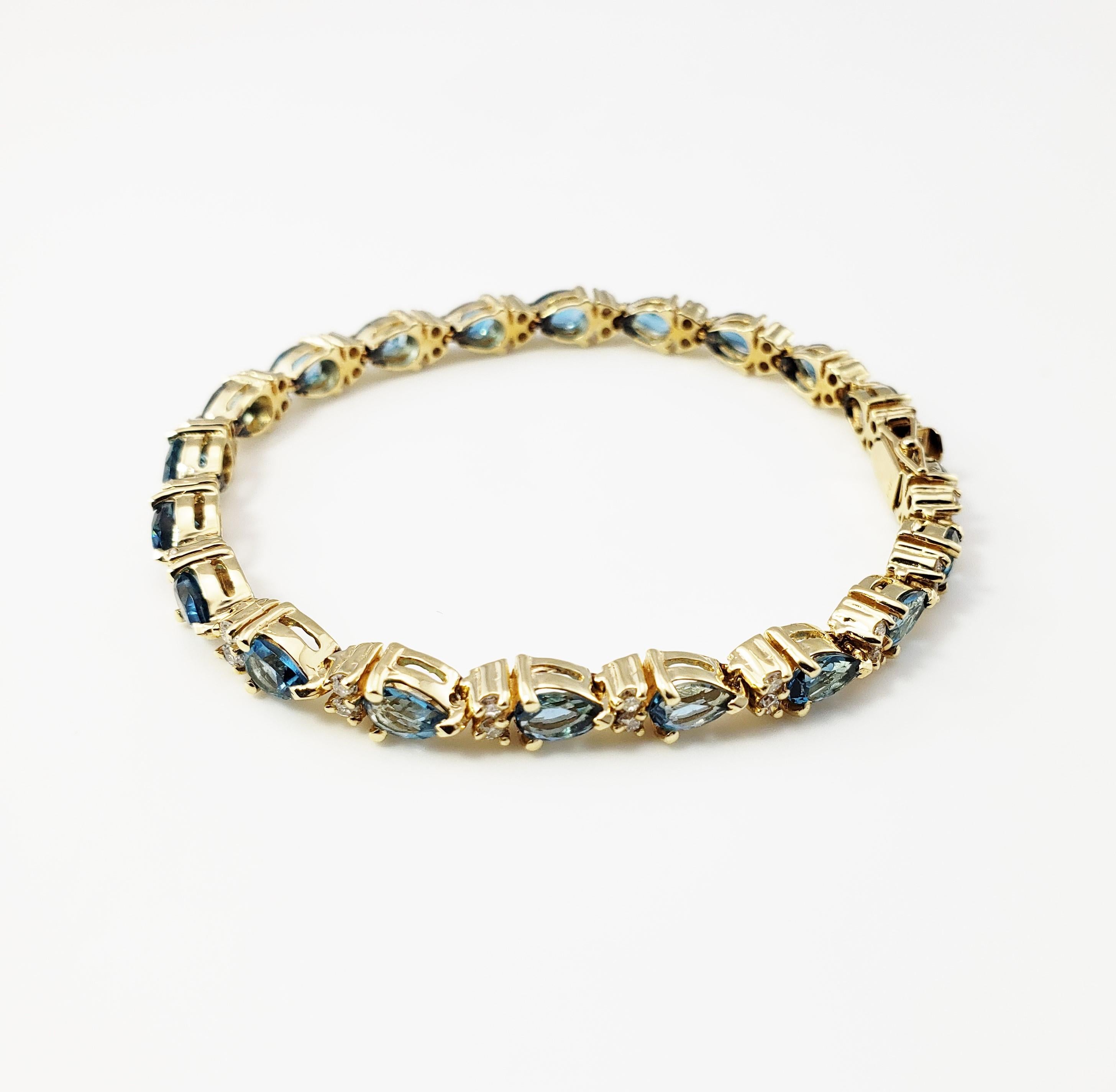 london blue topaz bracelet yellow gold