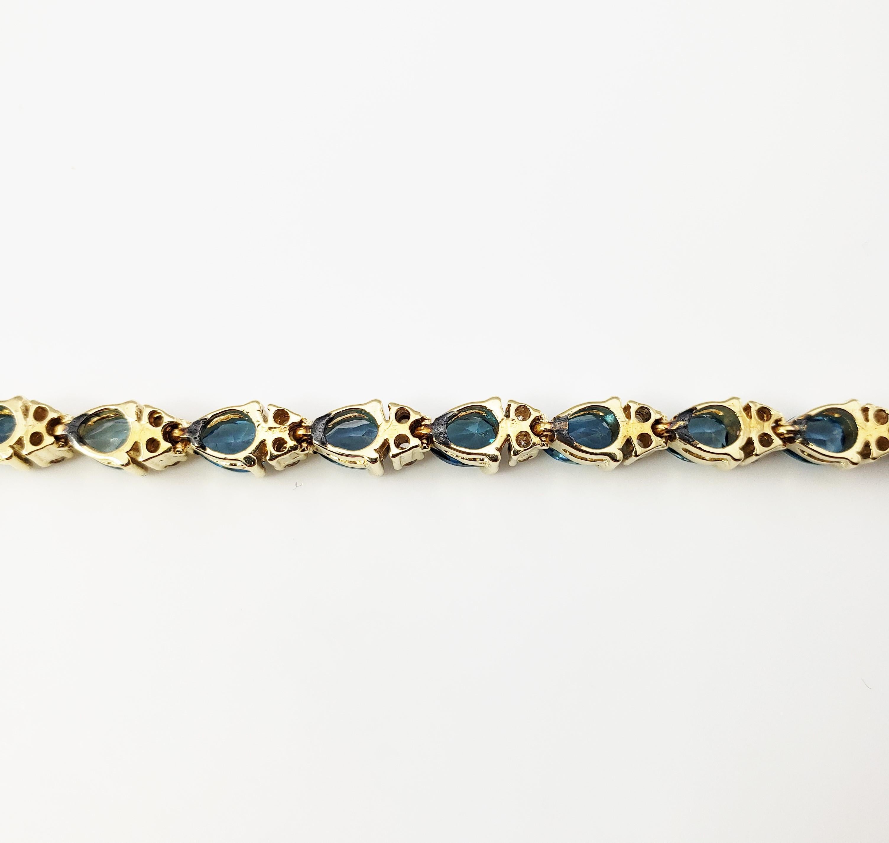 Women's 14 Karat Yellow Gold London Blue Topaz and Diamond Bracelet