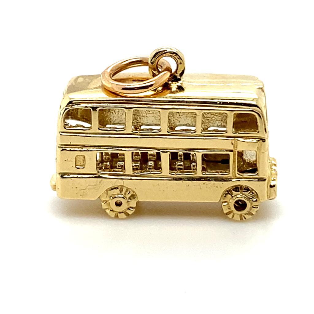 A 14 karat yellow gold London bus charm.

Produced as a limited run by our workshop in celebration of the Coronation of King Charles III and all things British!

This charm is realistically modelled in 14 karat yellow gold, cast from an original