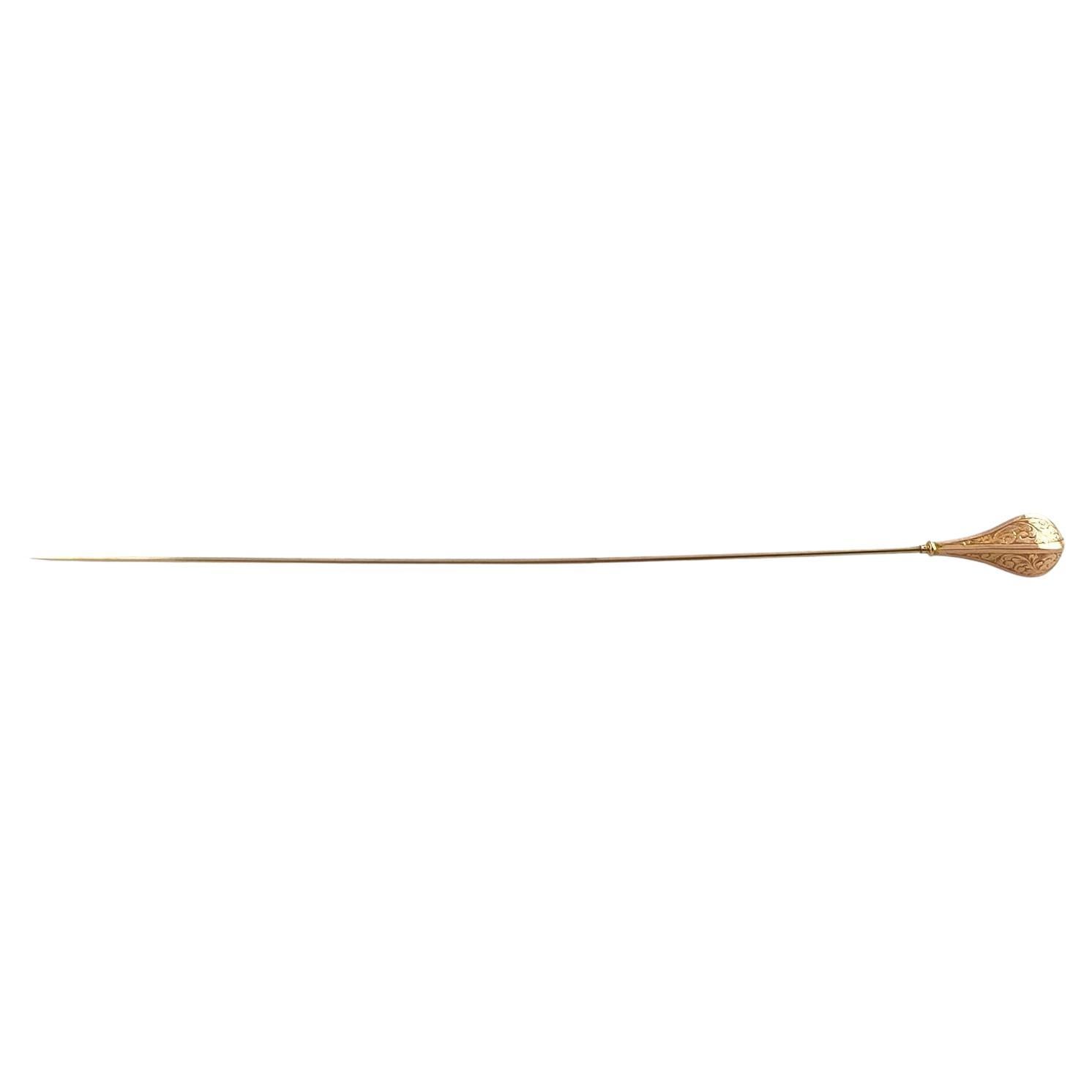 14 Karat Yellow Gold Long Hat Pin #19392