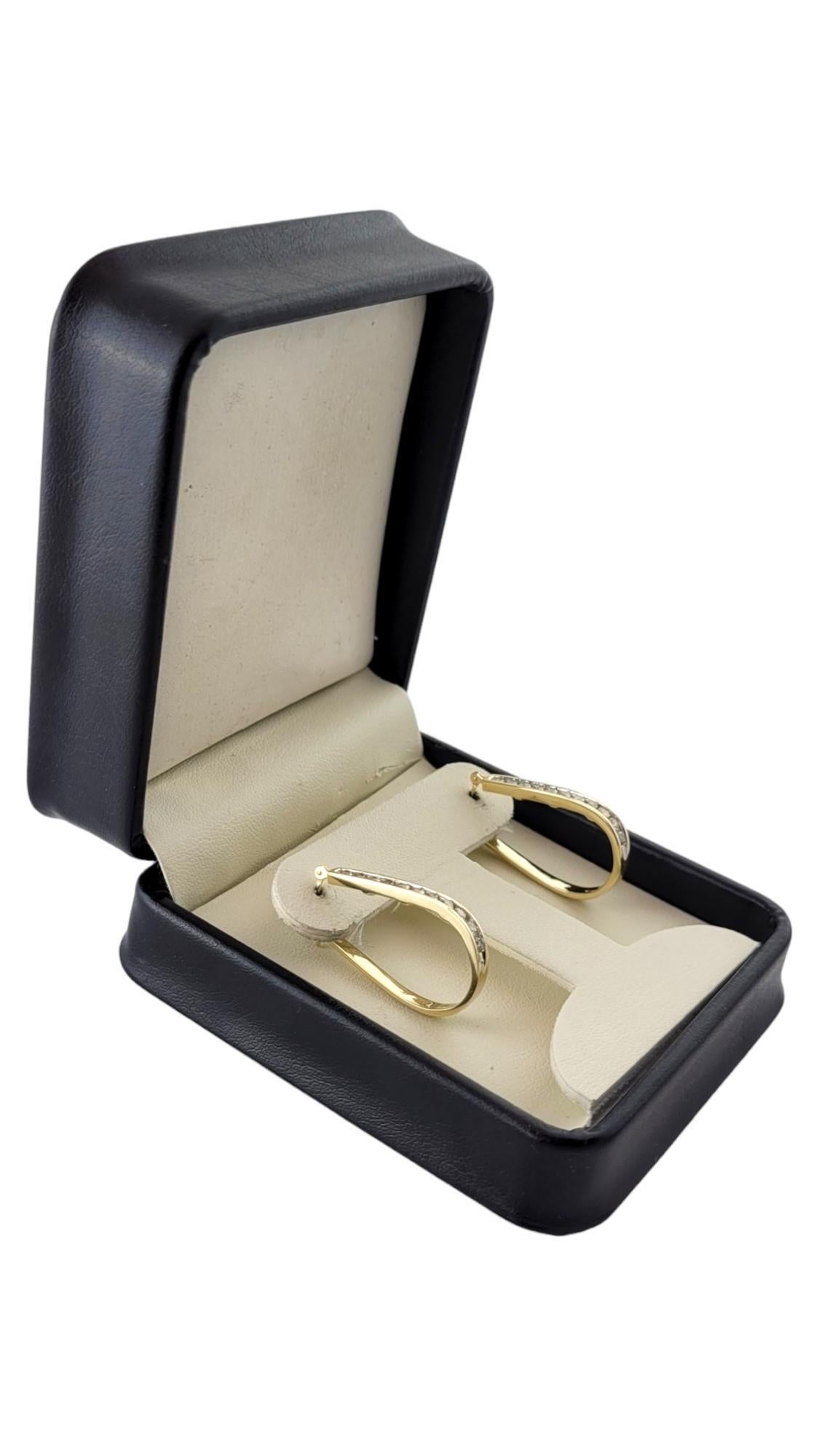 14 Karat Yellow Gold Long Oval Diamond Hoop Earrings #17716 For Sale 2