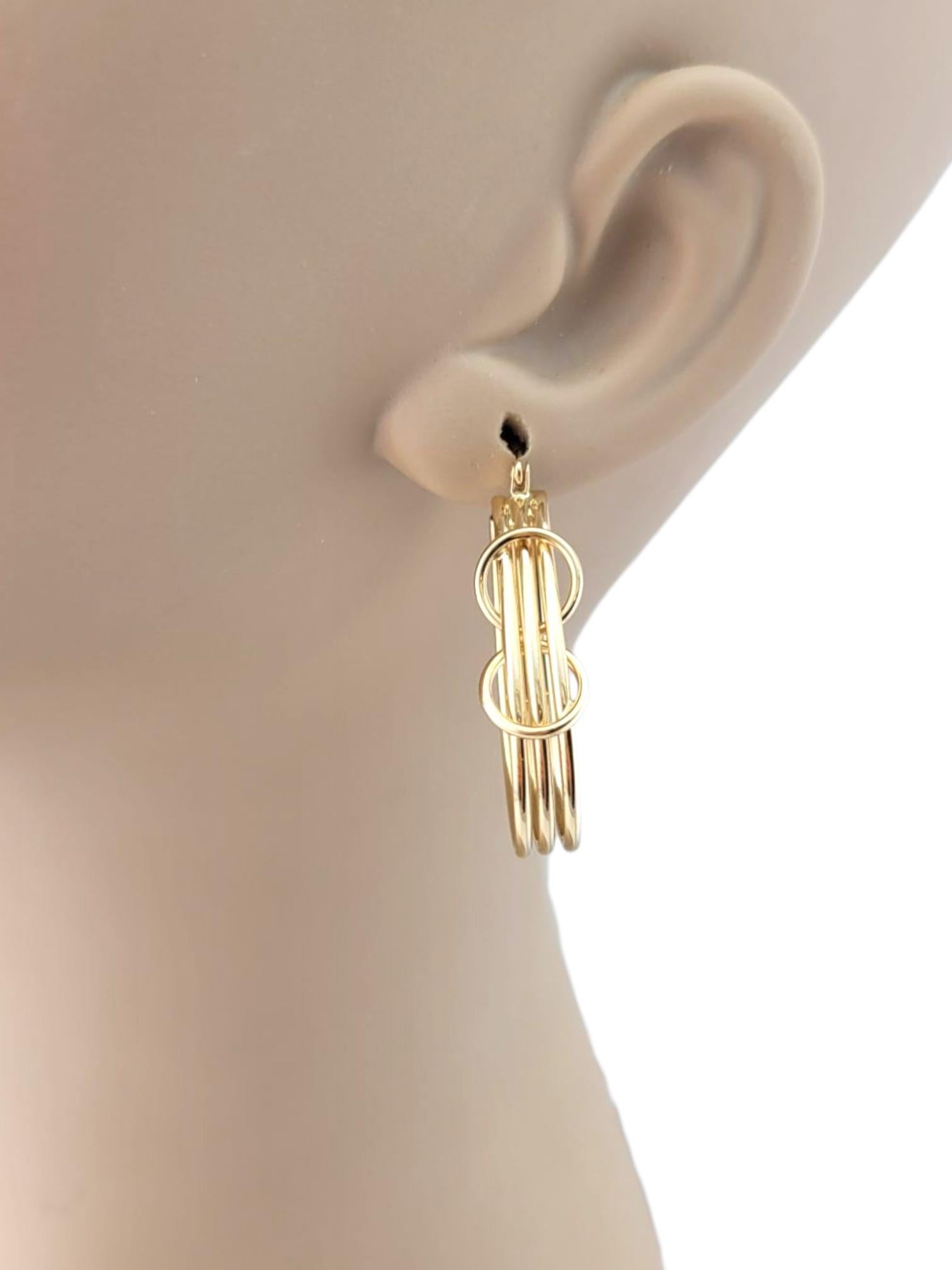 14 Karat Yellow Gold Long Oval Triple Hoop Earrings #21860 in vendita 7