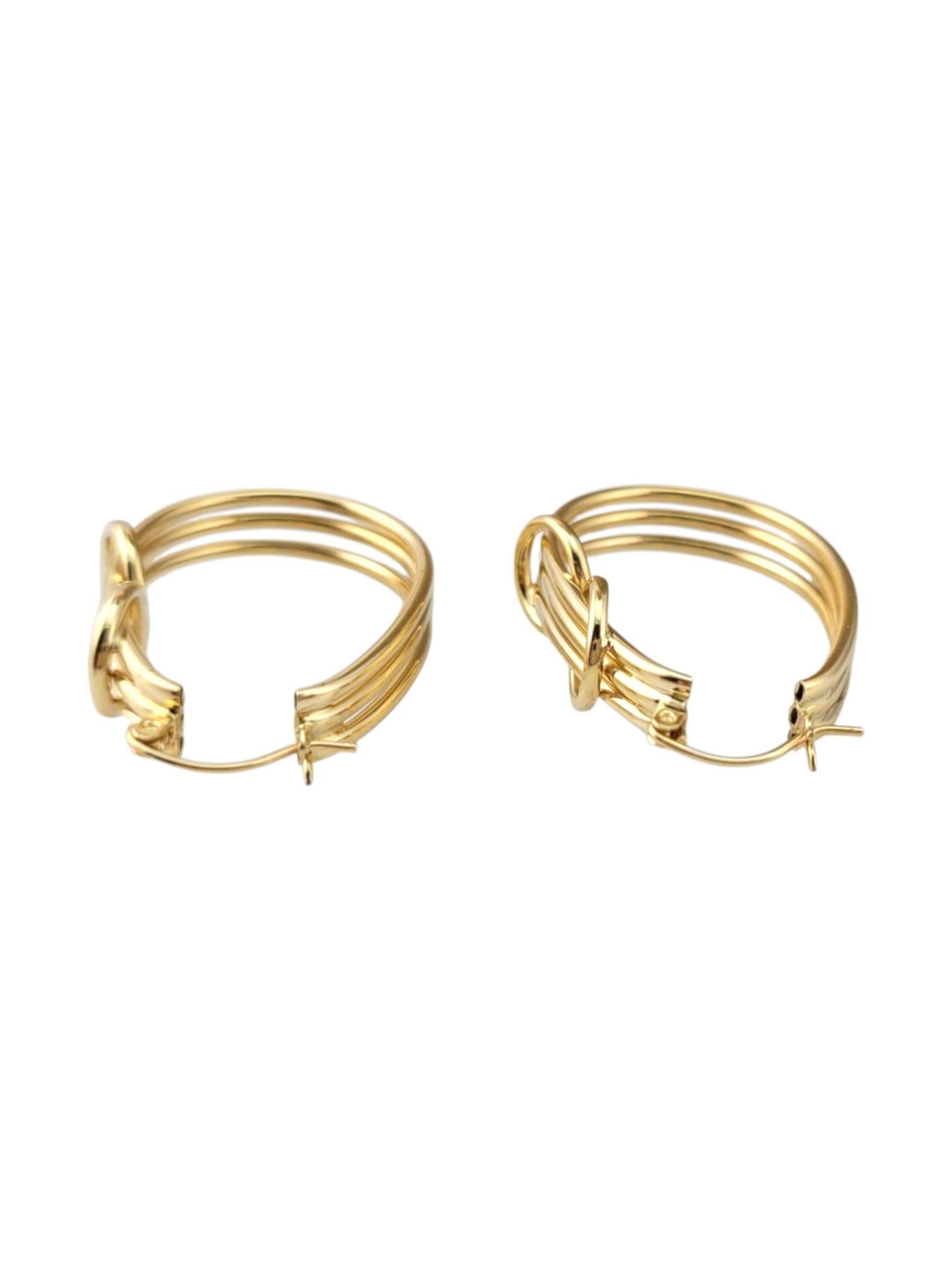 14 Karat Yellow Gold Long Oval Triple Hoop Earrings #21860 in vendita 1