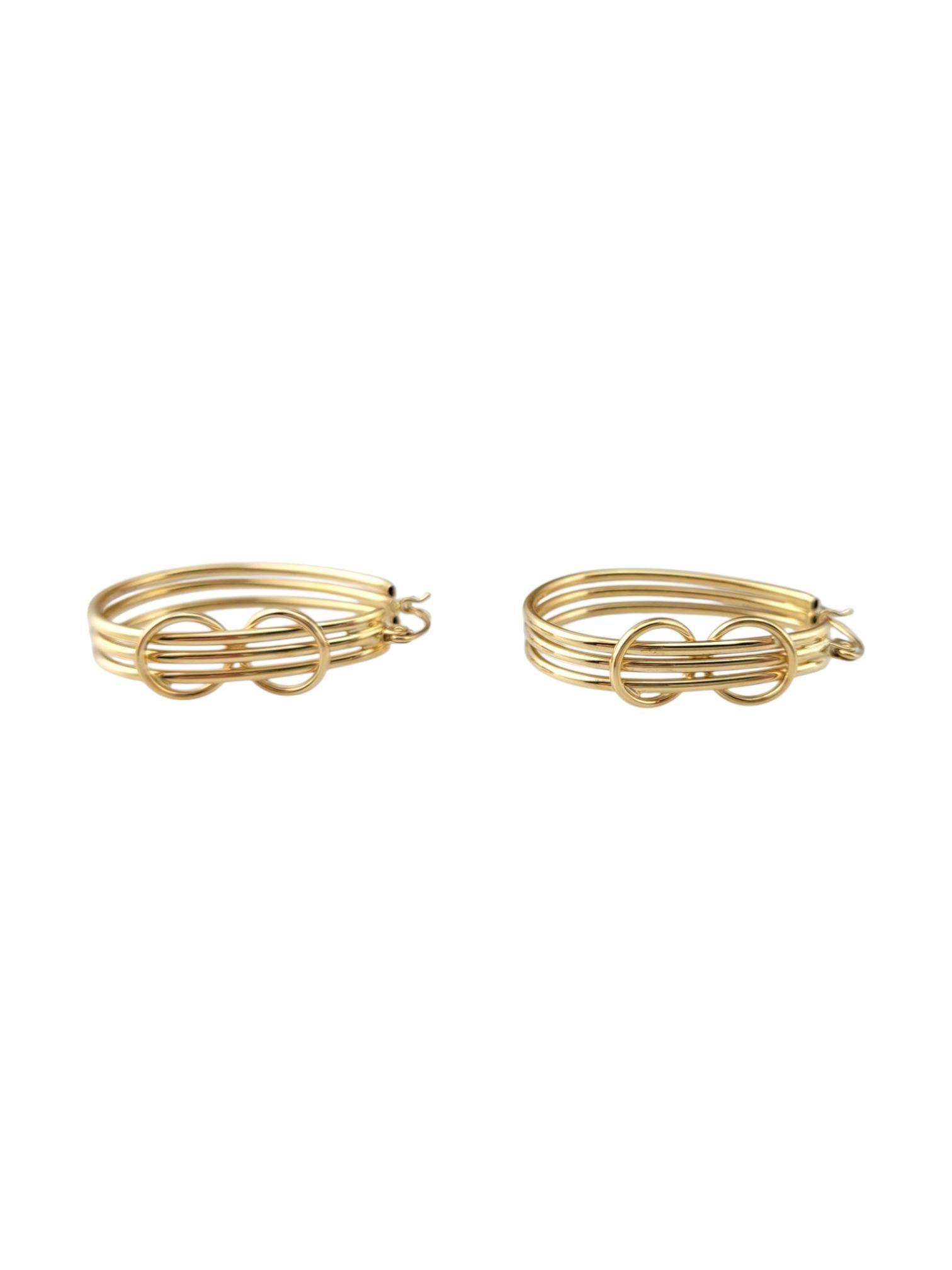 14 Karat Yellow Gold Long Oval Triple Hoop Earrings #21860 in vendita 2
