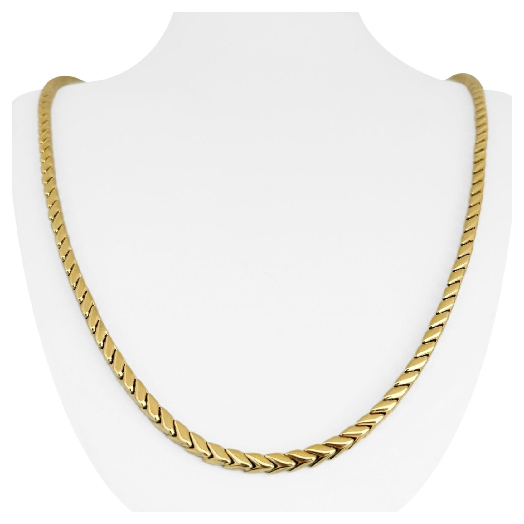 14 Karat Yellow Gold Long Polished Fancy Link Necklace Italy 